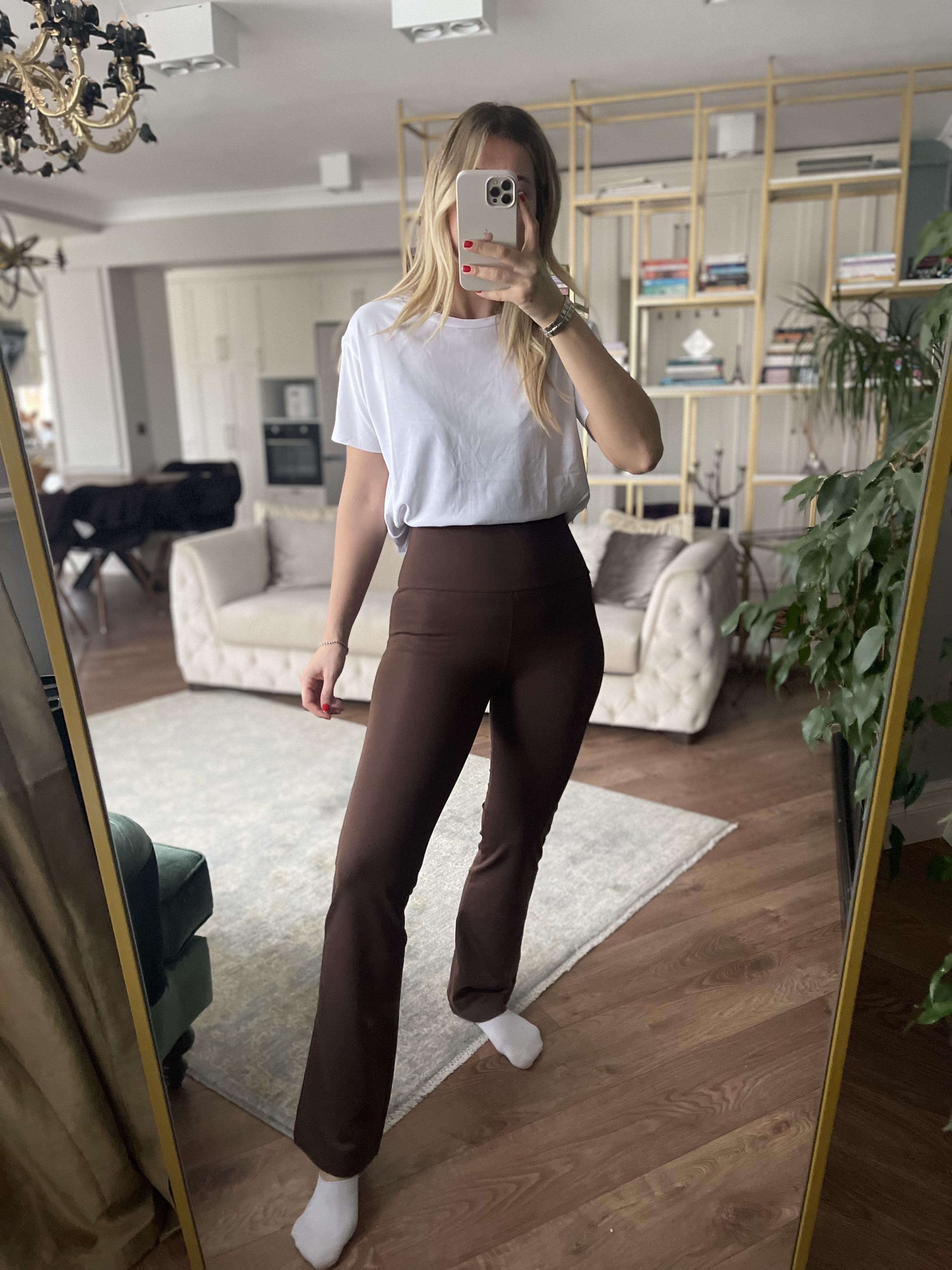 Marka Model Şardonlu Flare Paça Tayt Kahverengi