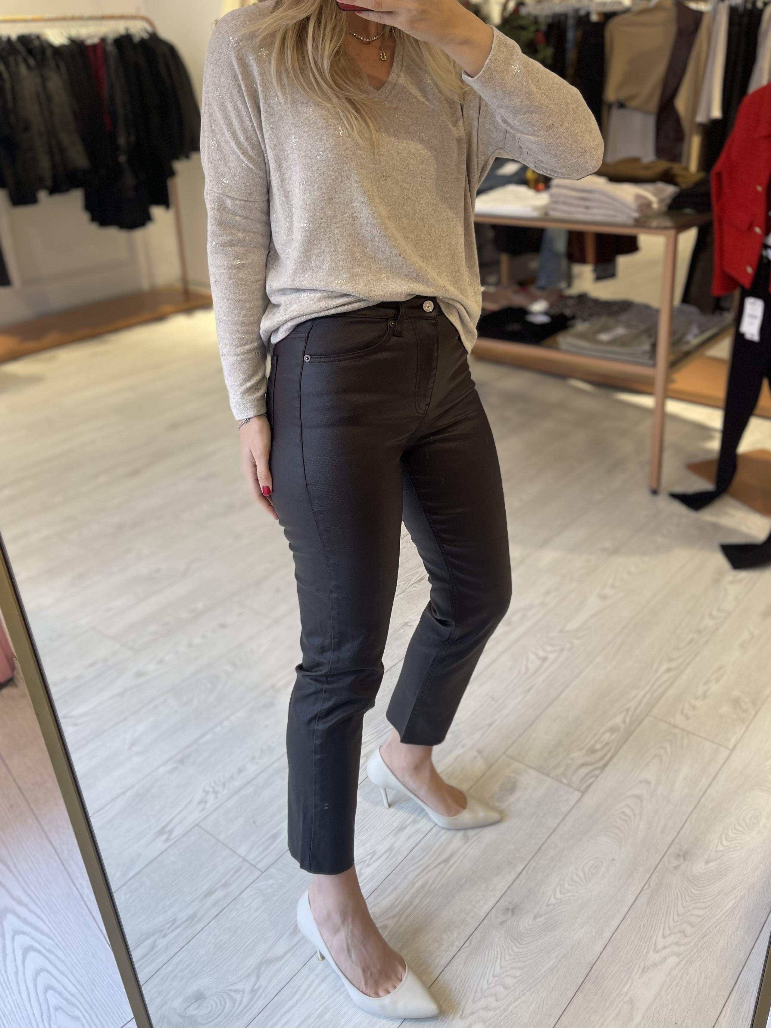 Molly Acı Kahve Kaplama Mumlu Jean · 2