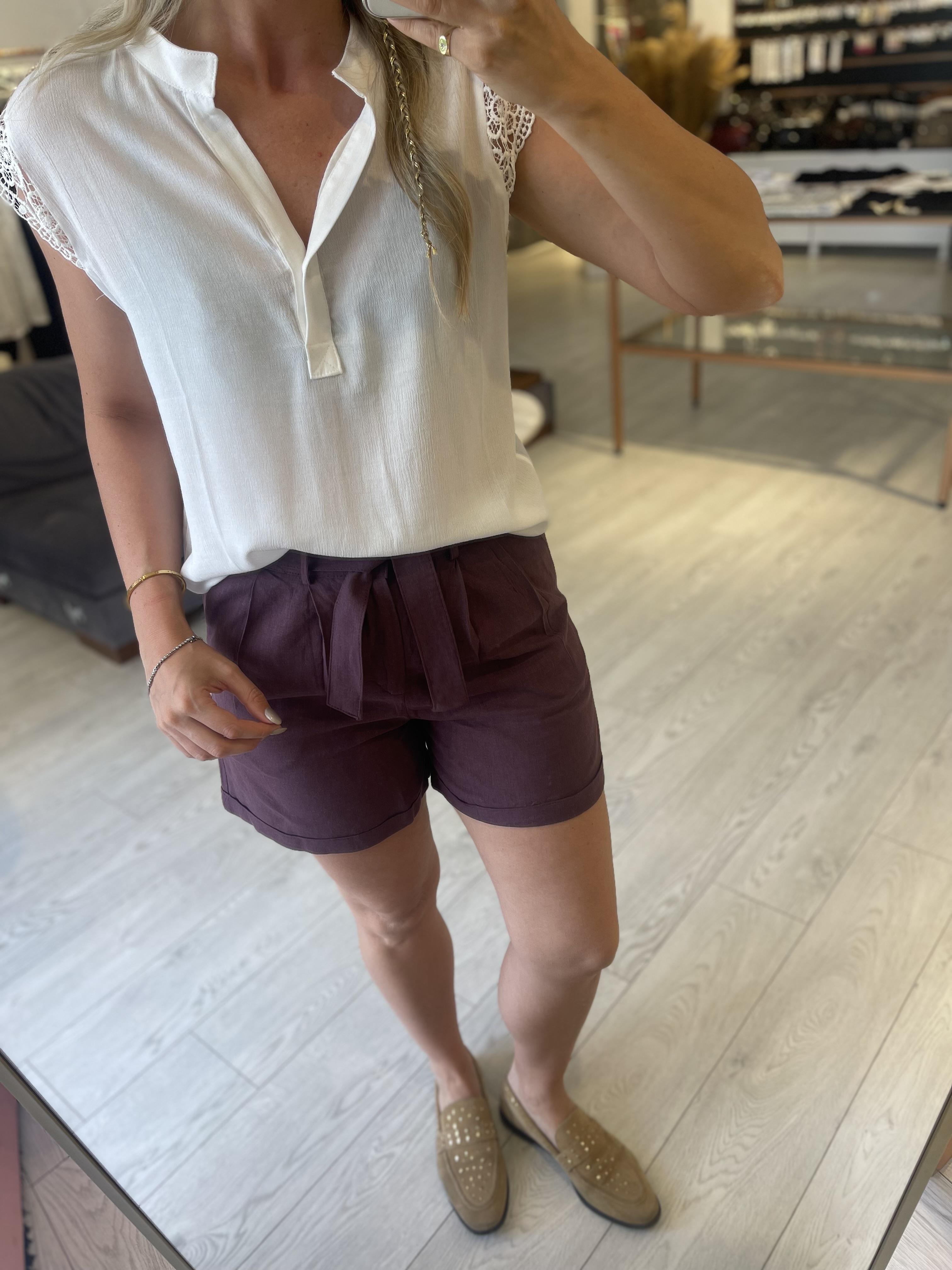 Mürdüm Keten Şort