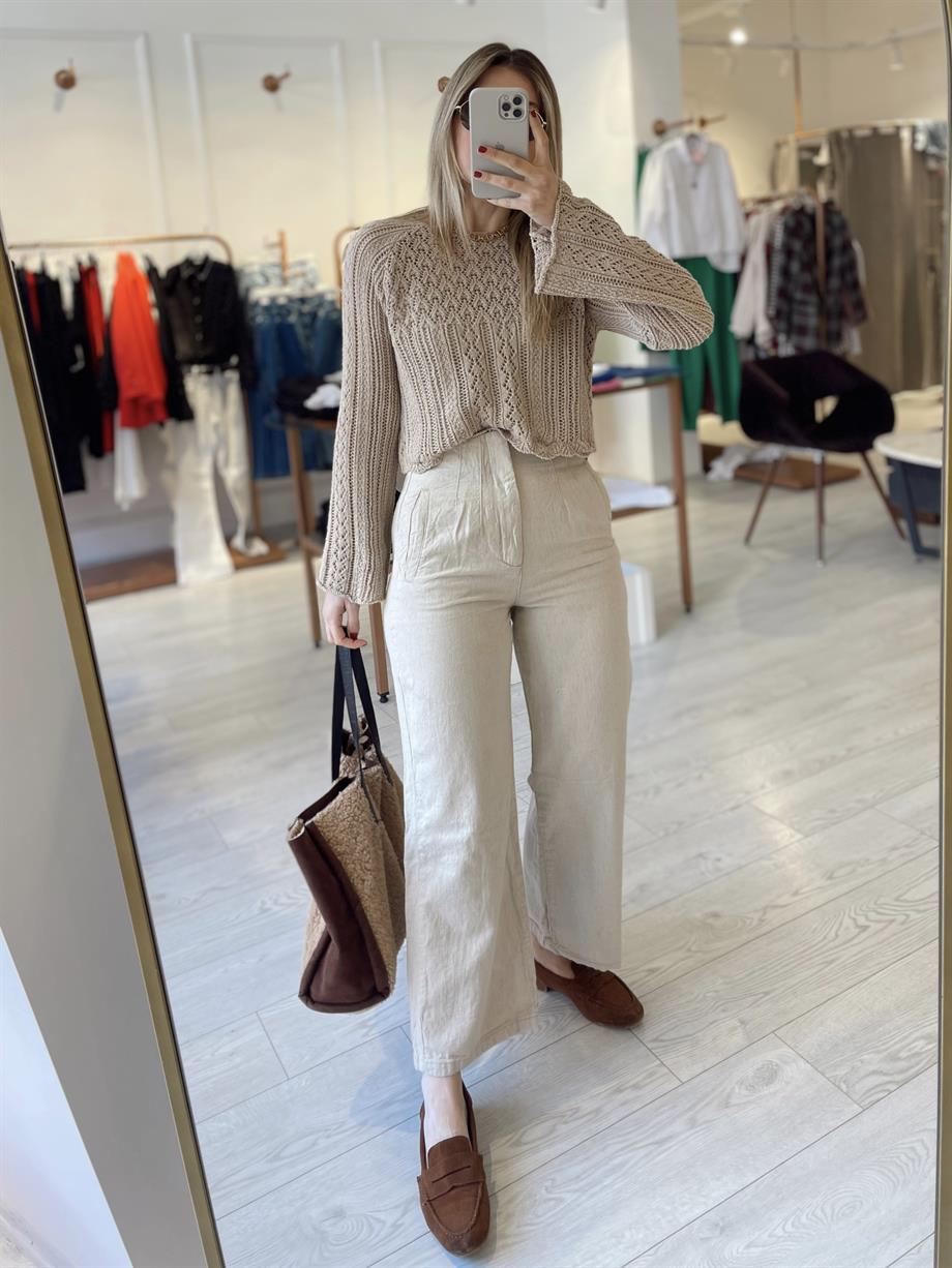 Orj Marka Ultra Yüksel Bel Keten Pantalon · 2