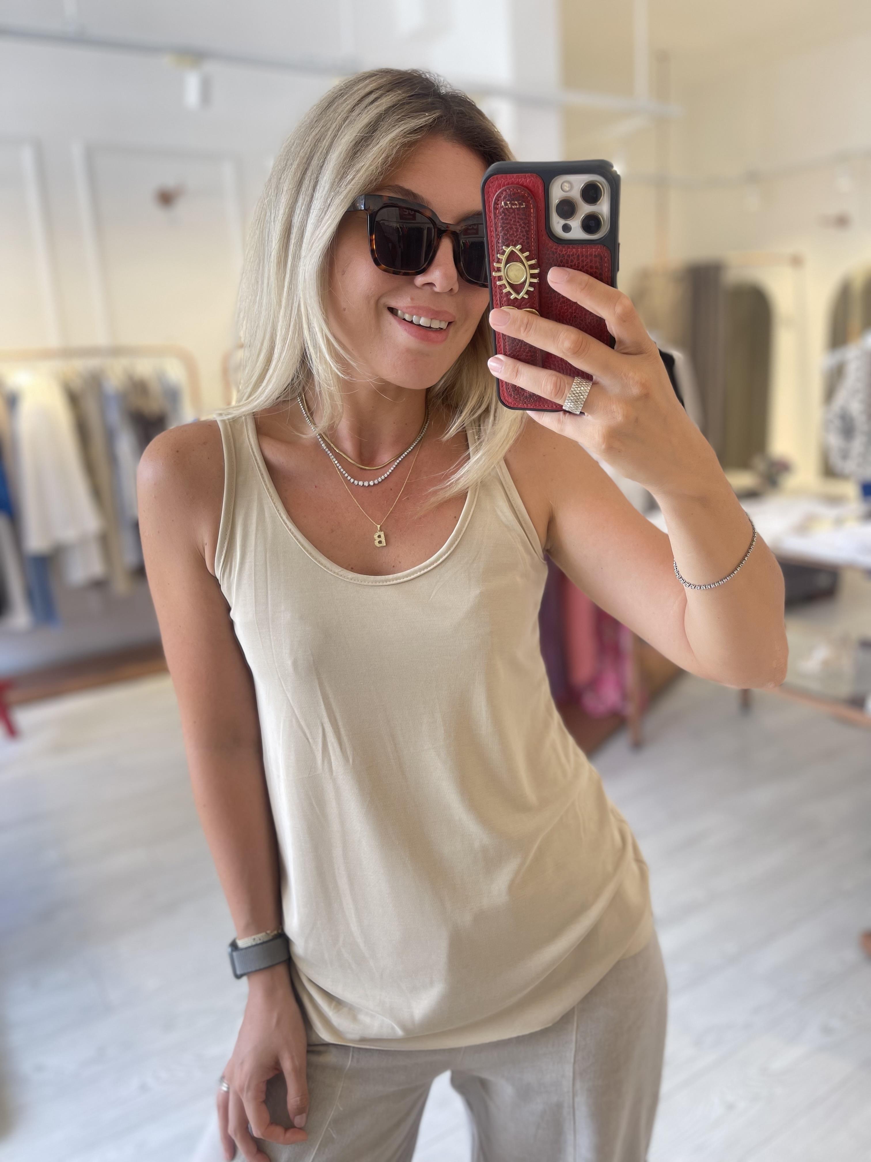 Oys Modal Kalın Askılı Dikişsiz Bluz Bej