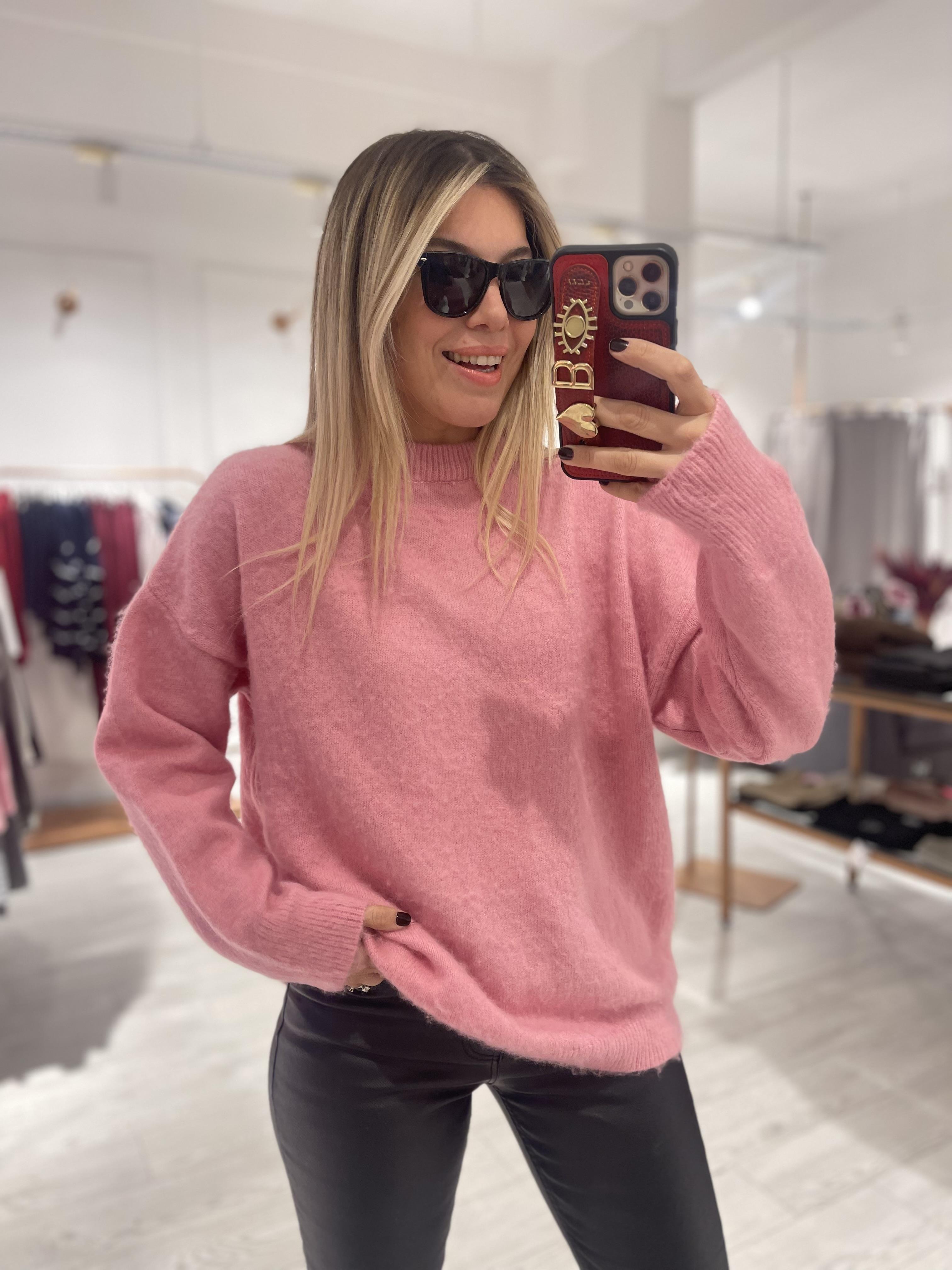 Pembe Yün Efektli Bisiklet Yaka Kazak · 3