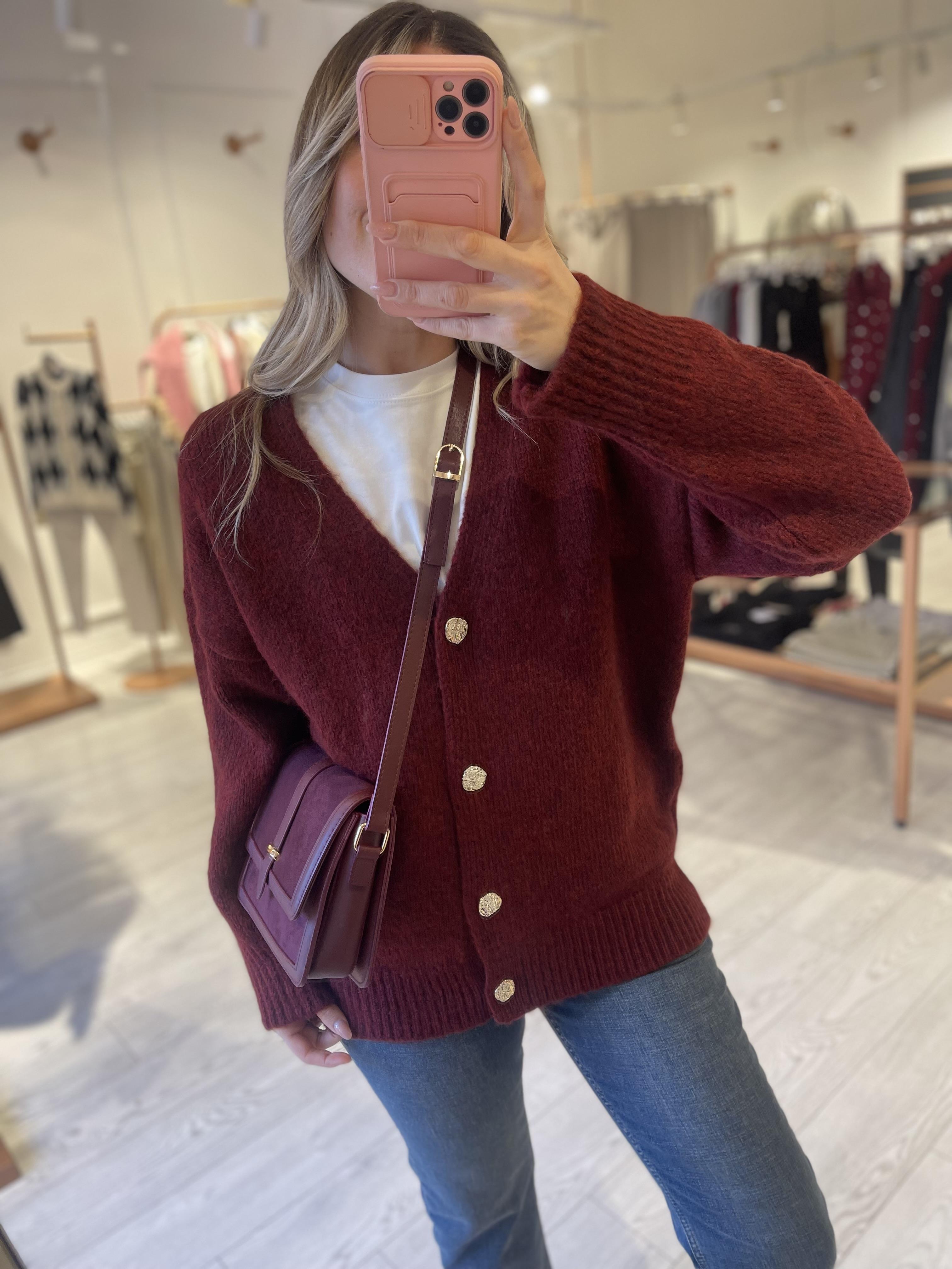 Premium Bordo Gold Düğmeli Hırka · 5