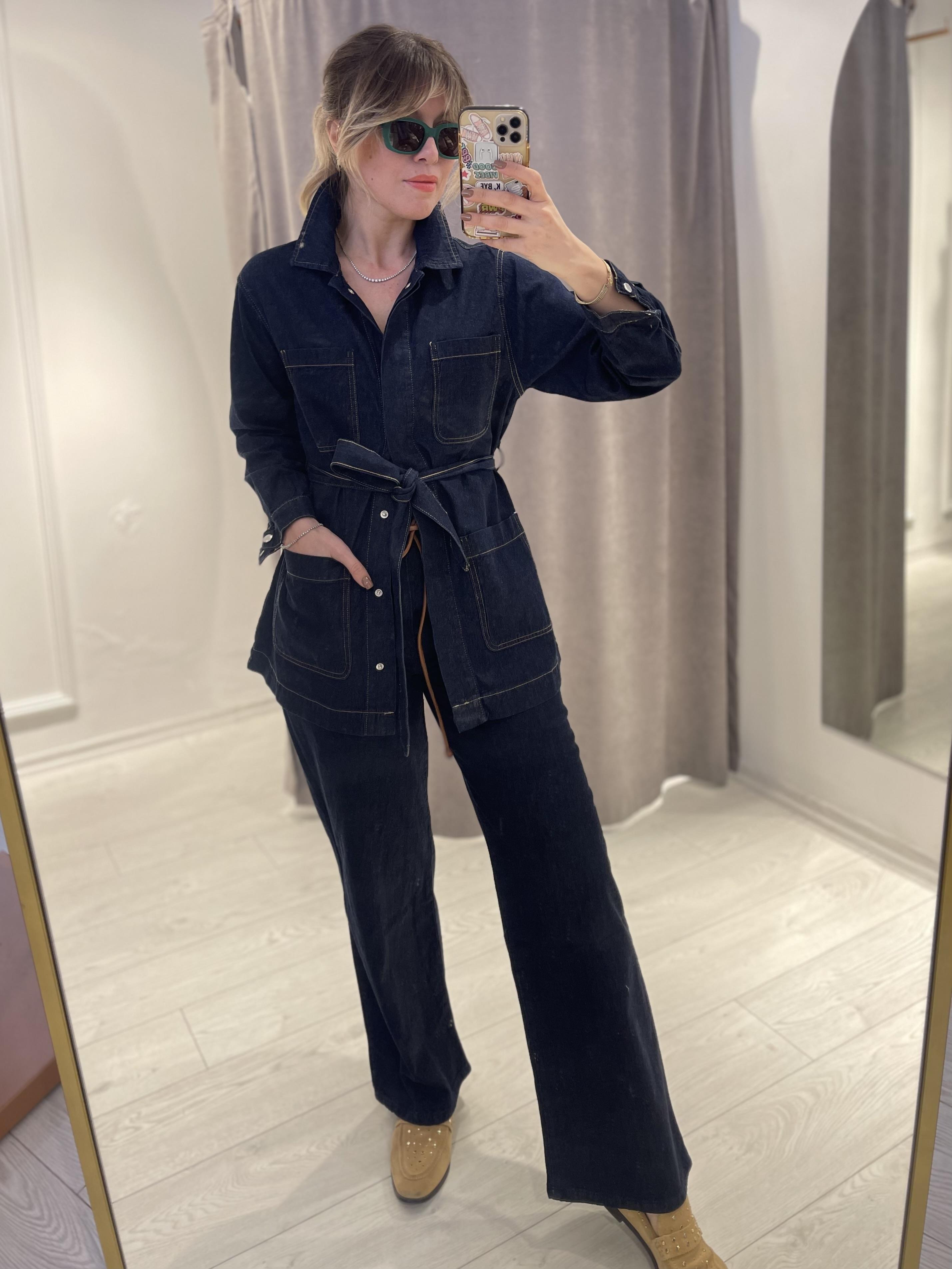Premium İnce Denim Kuşaklı Cepli Ceket · 4