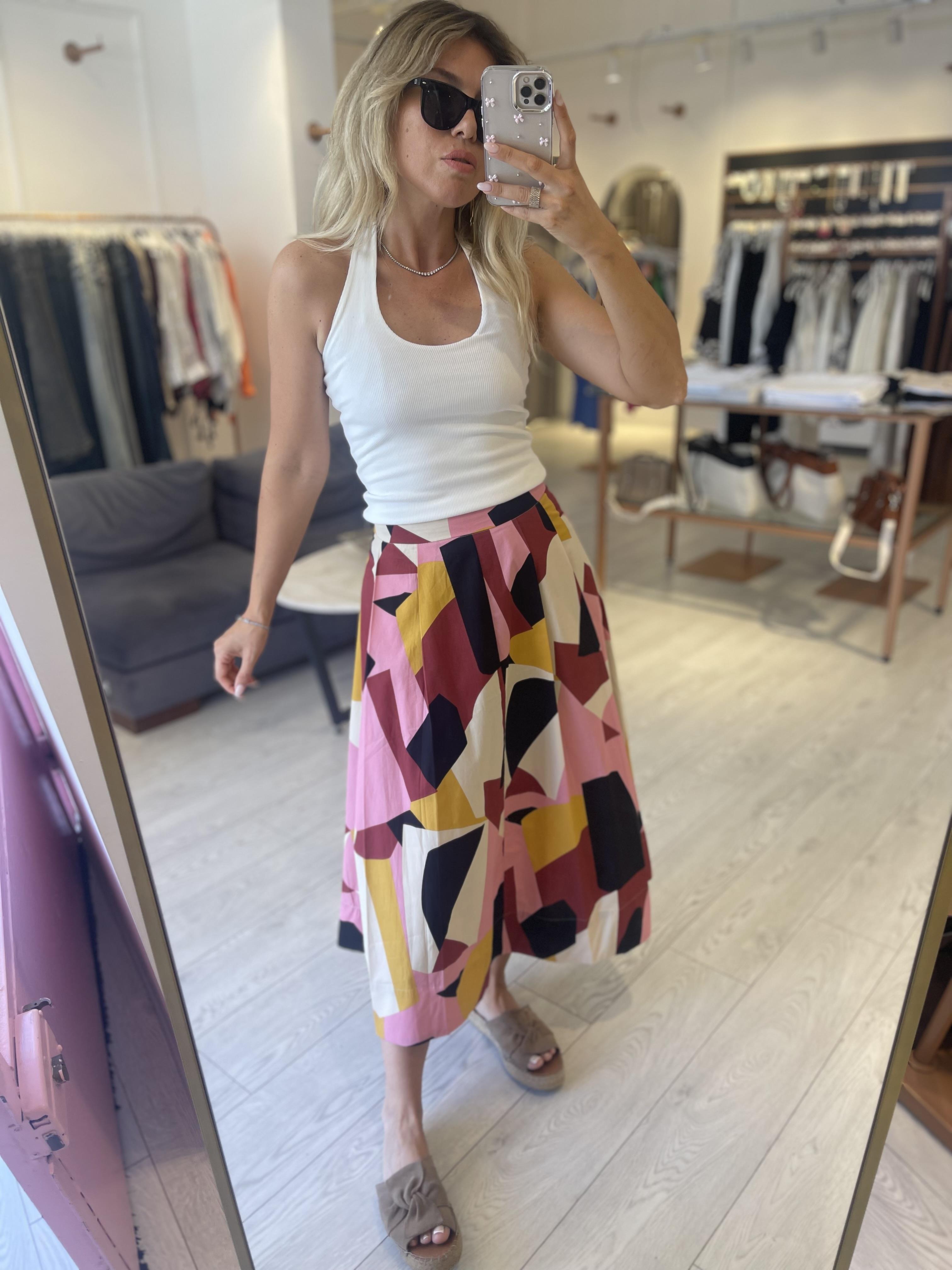 Renkli Midi Cepli Etek