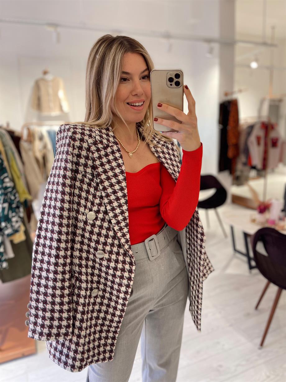 Simli Kazayağı Kruvaze Blazer