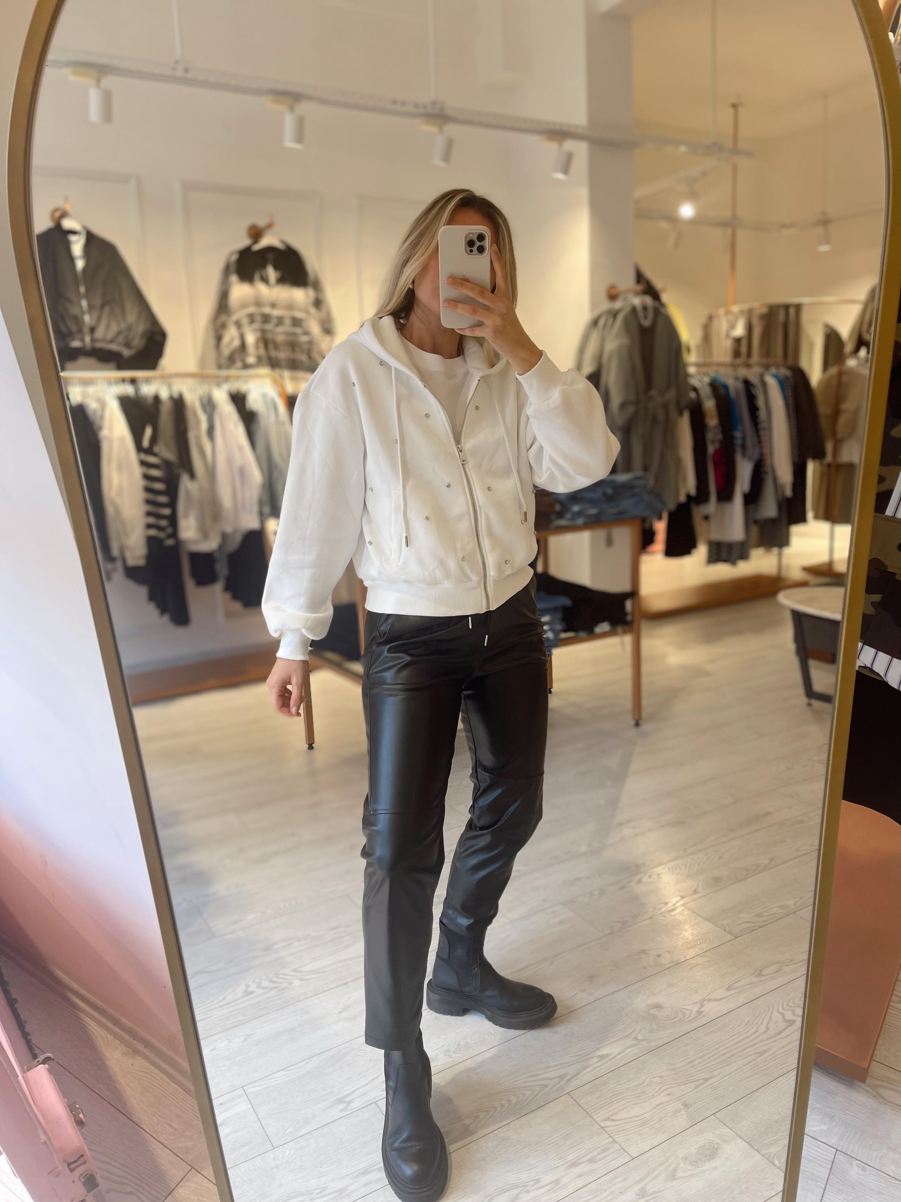 Siyah Çimalı Deri Pantolon