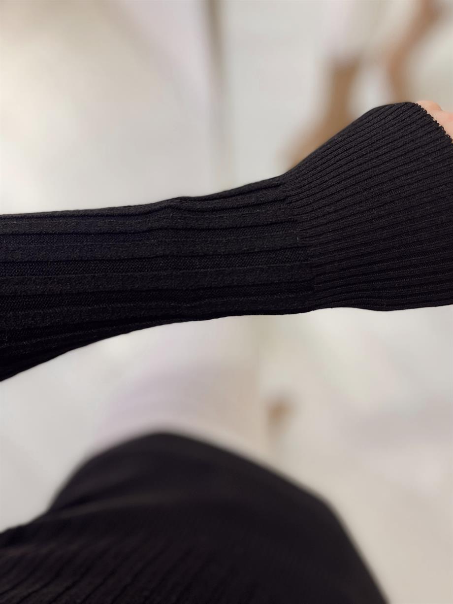 Siyah Fermuar Yaka Çelik Triko