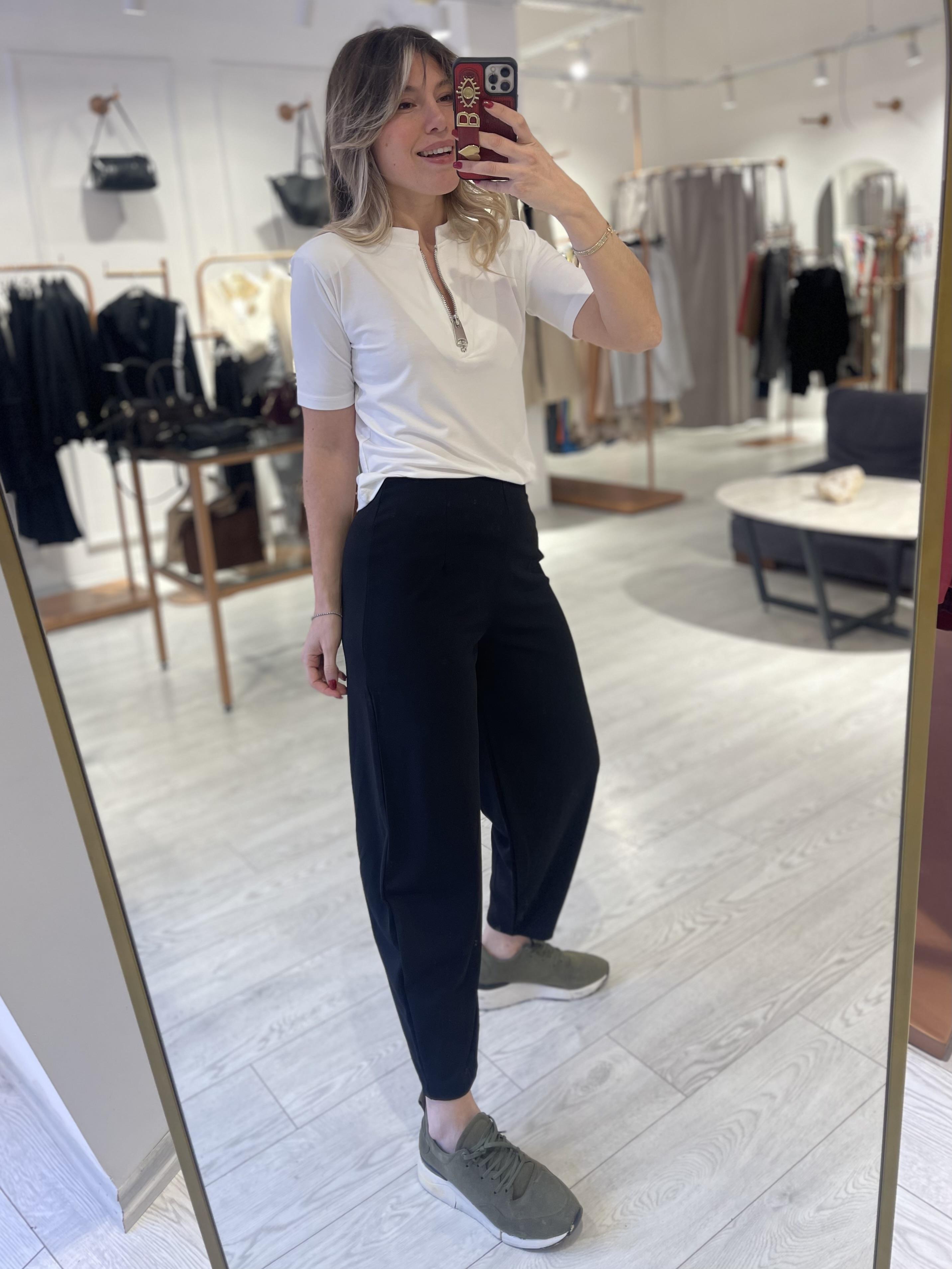 Siyah Ful Likralı Beli Lastikli Şalvar Balon Pantolon