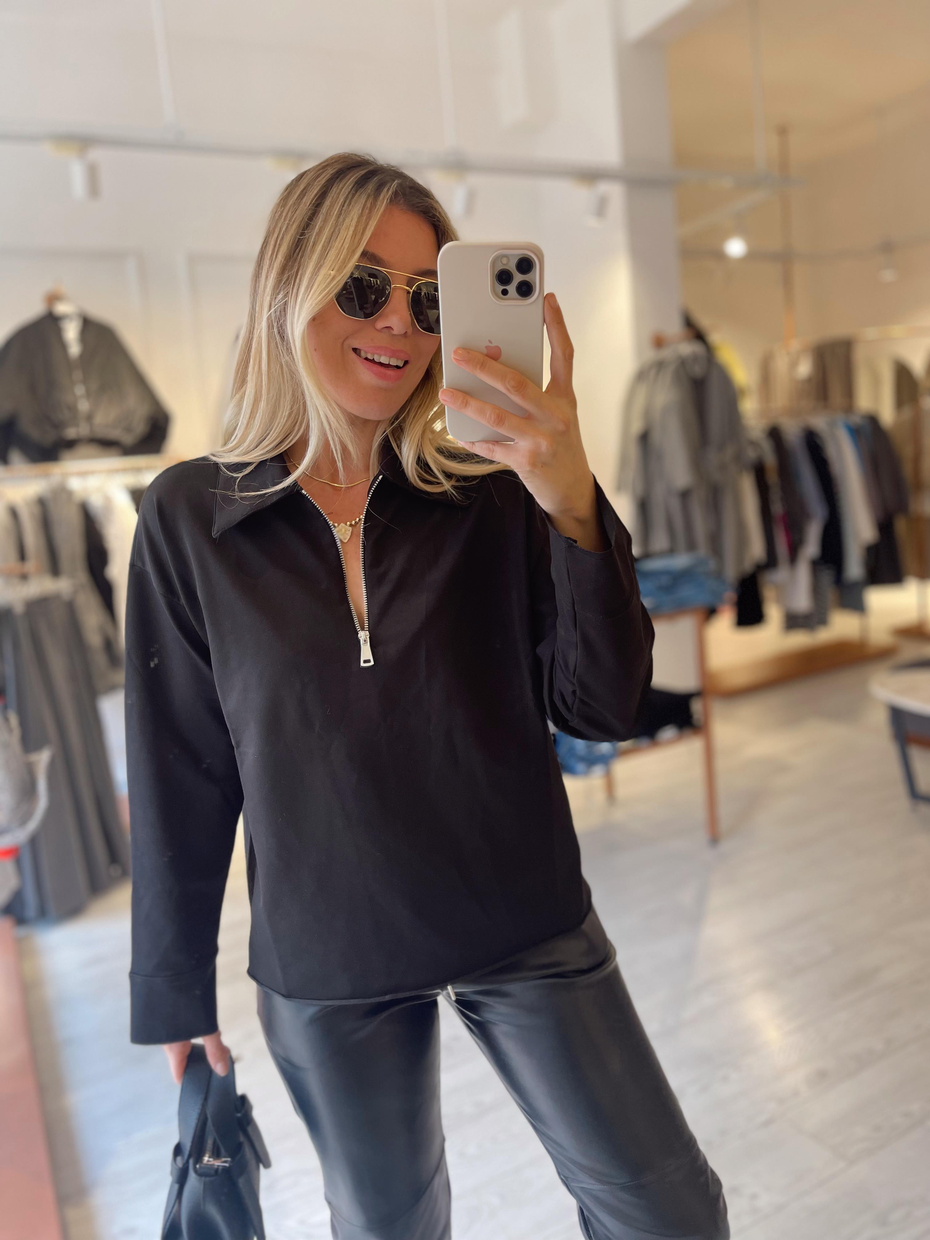 Siyah İki İplik Basic Sweat