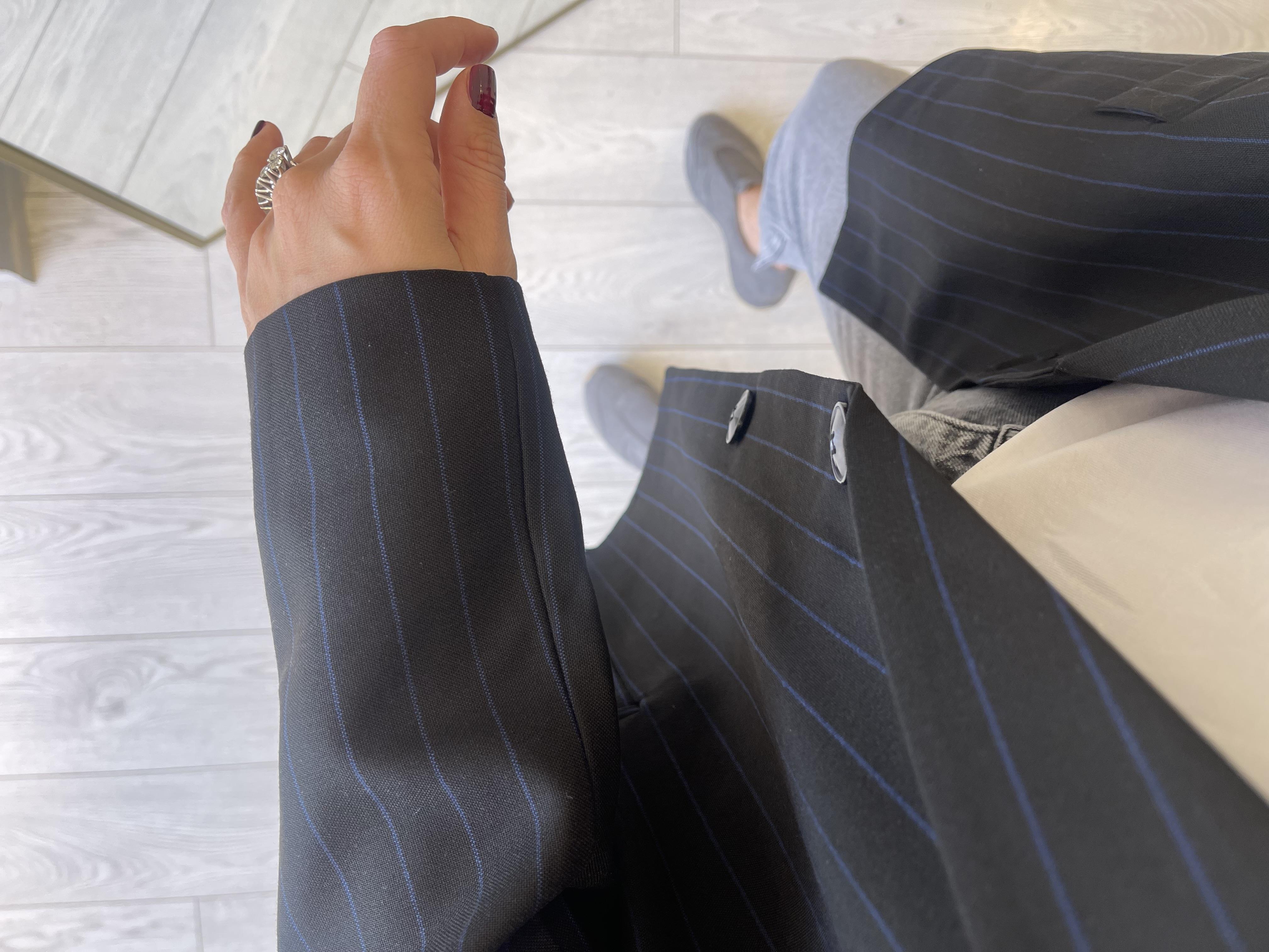 Siyah Mavi Çizgili Premium Seri Oversize Blazer · 5