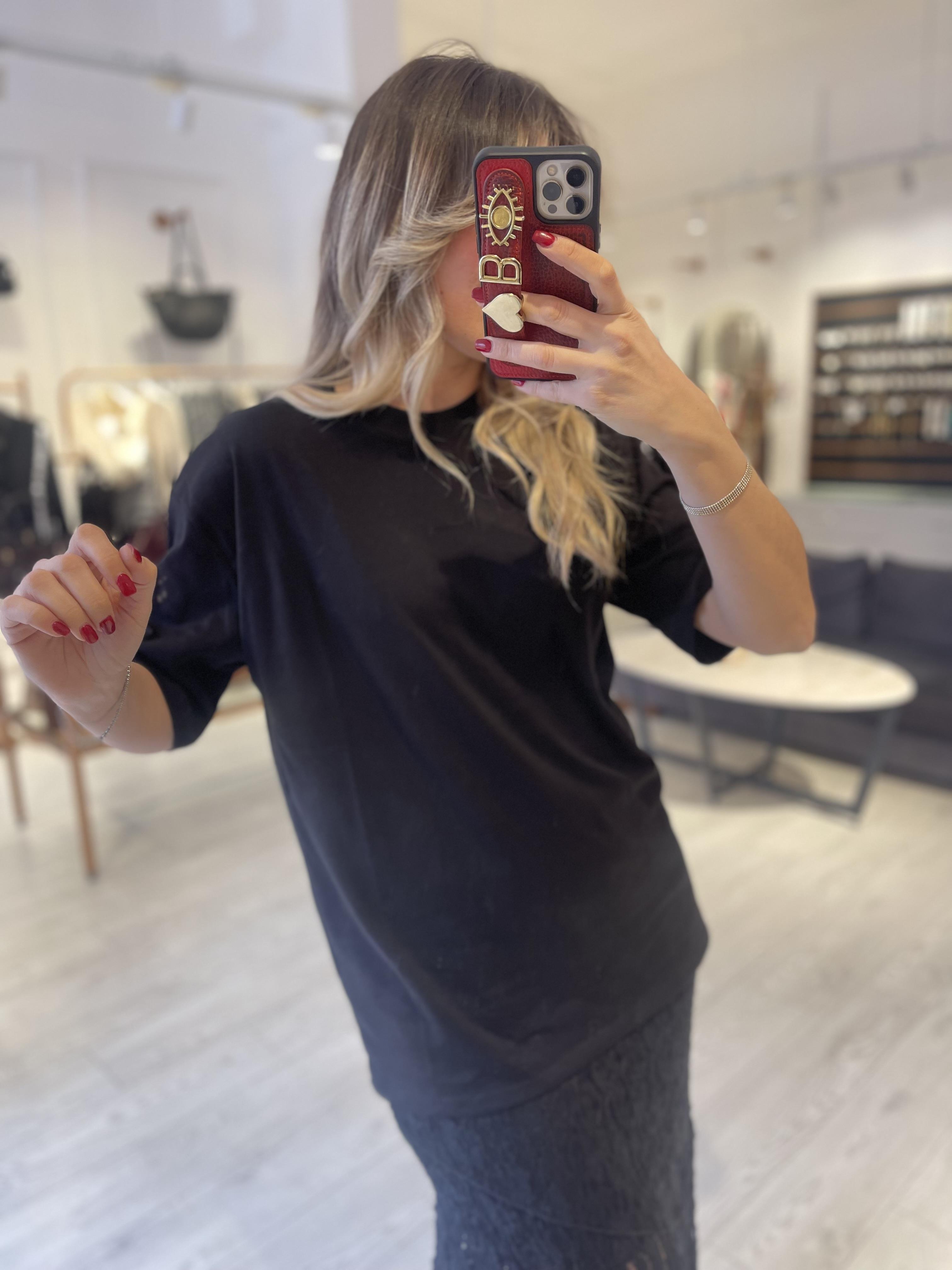 Siyah Oversize Orj Marka Tok Doku Basic Tshirt · 3