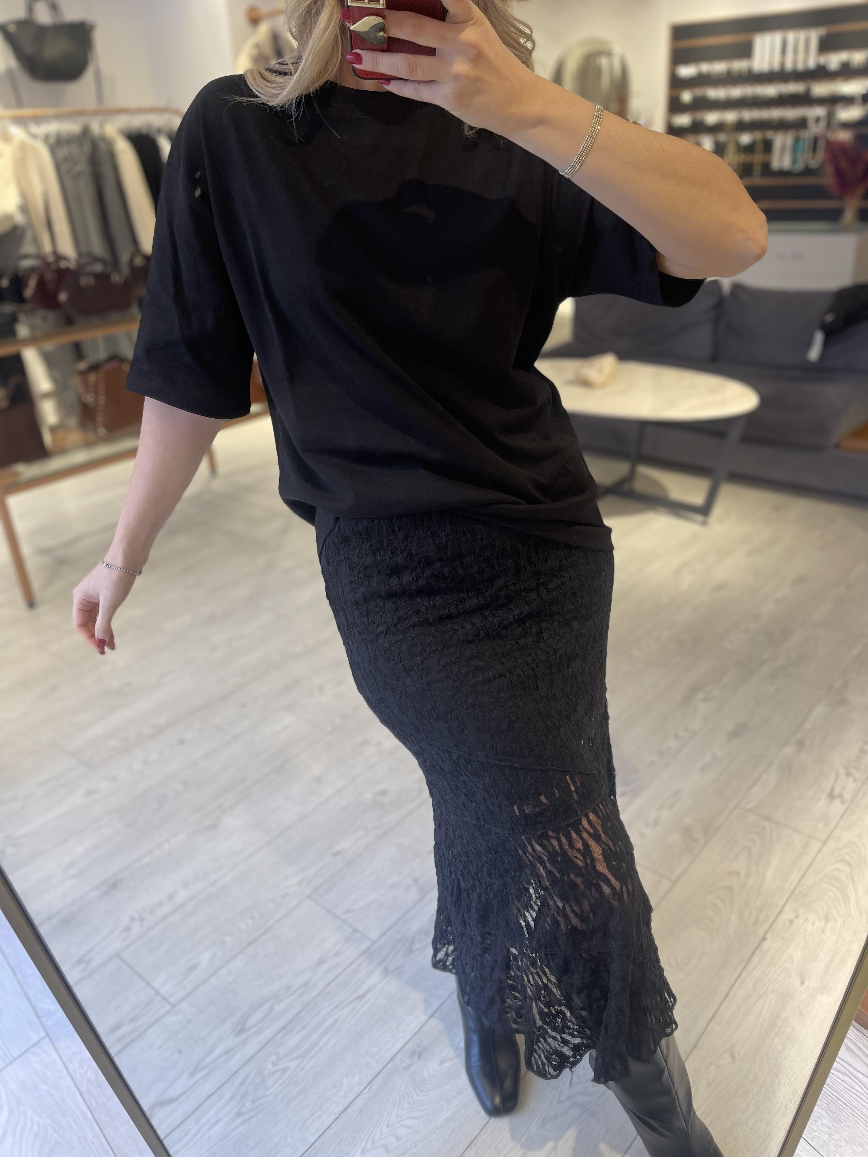 Siyah Oversize Orj Marka Tok Doku Basic Tshirt · 2