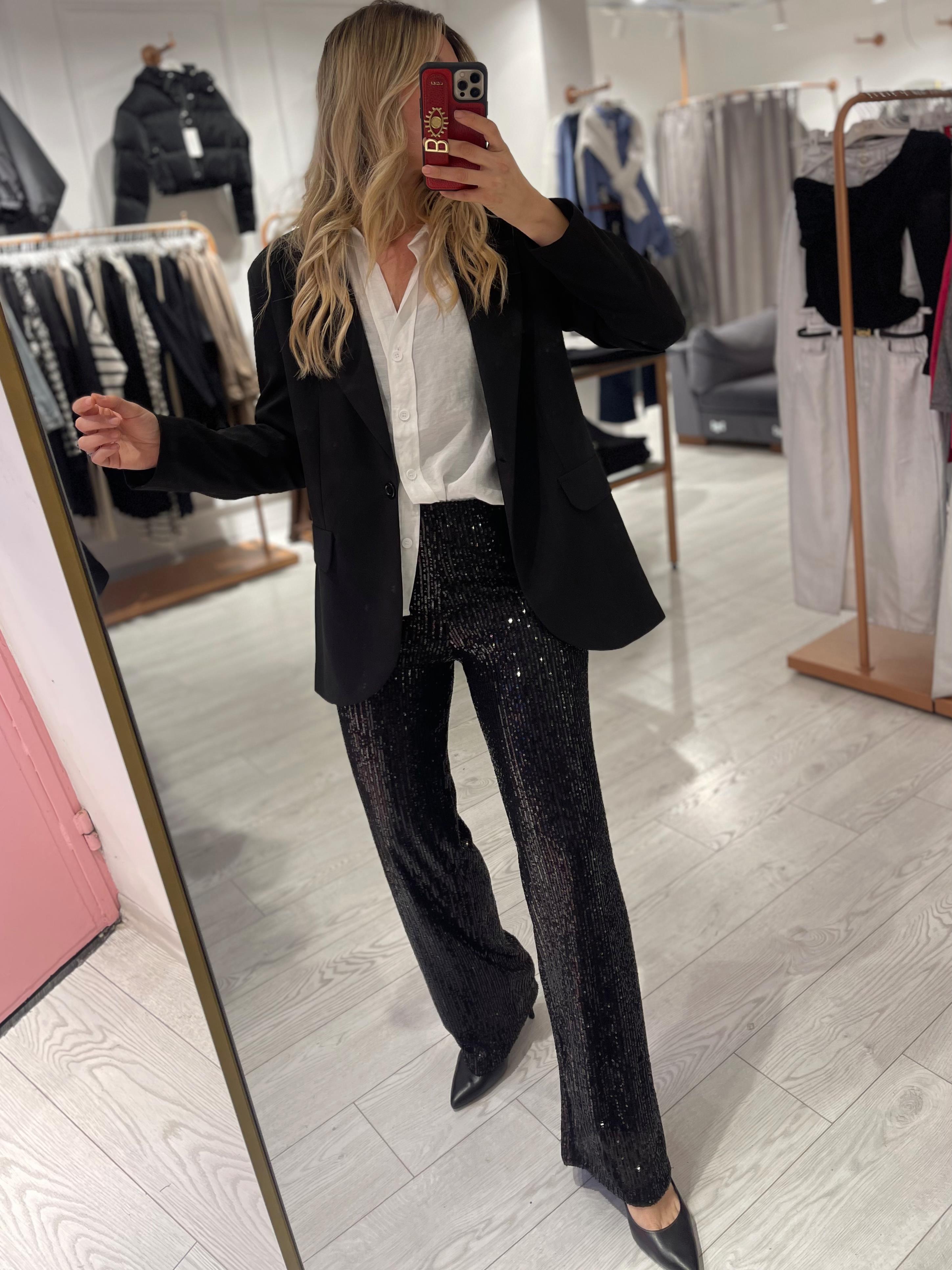 Siyah Pul Payet Pantolon