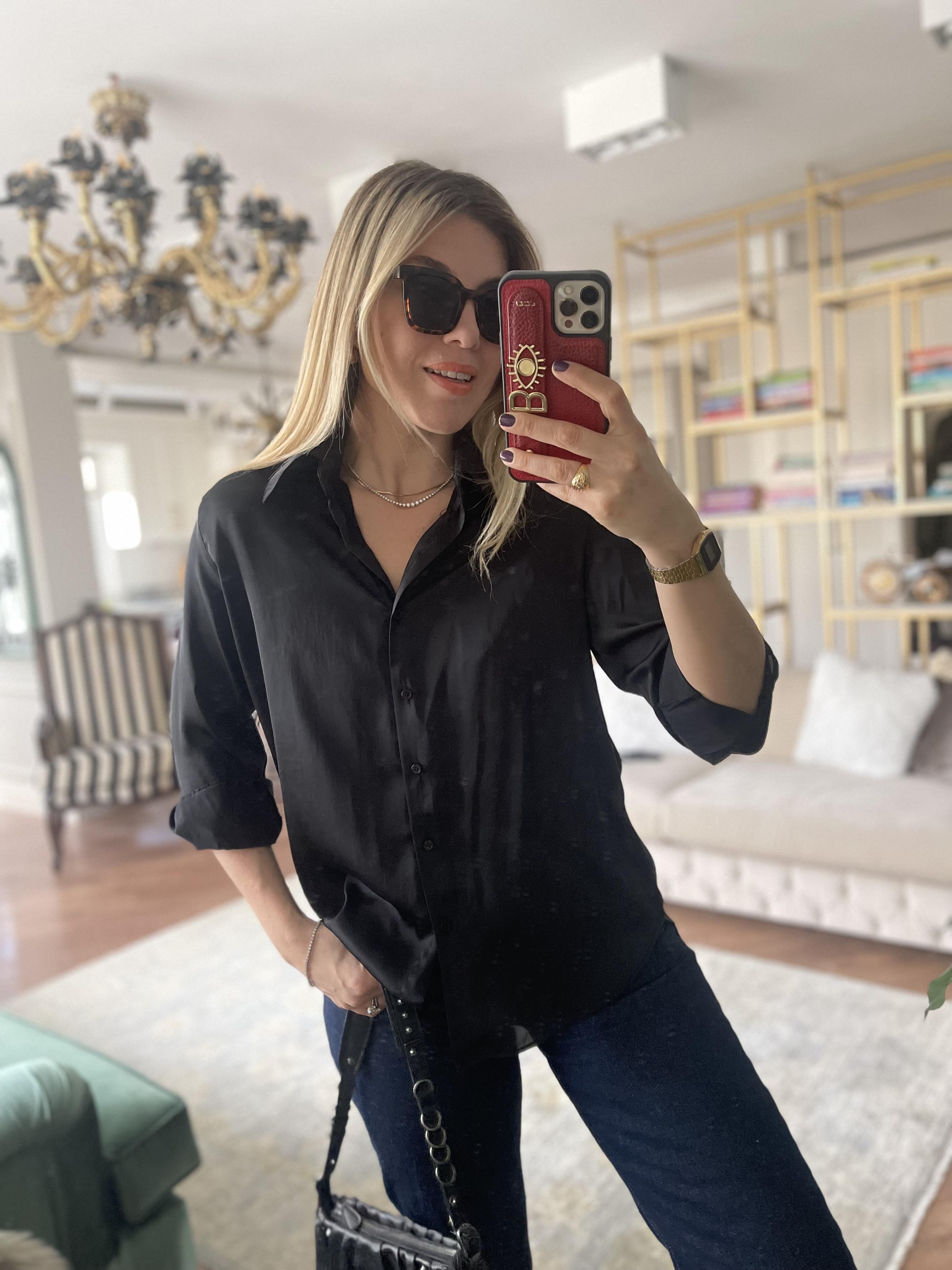 Siyah Saten Orj. Marka Gömlek