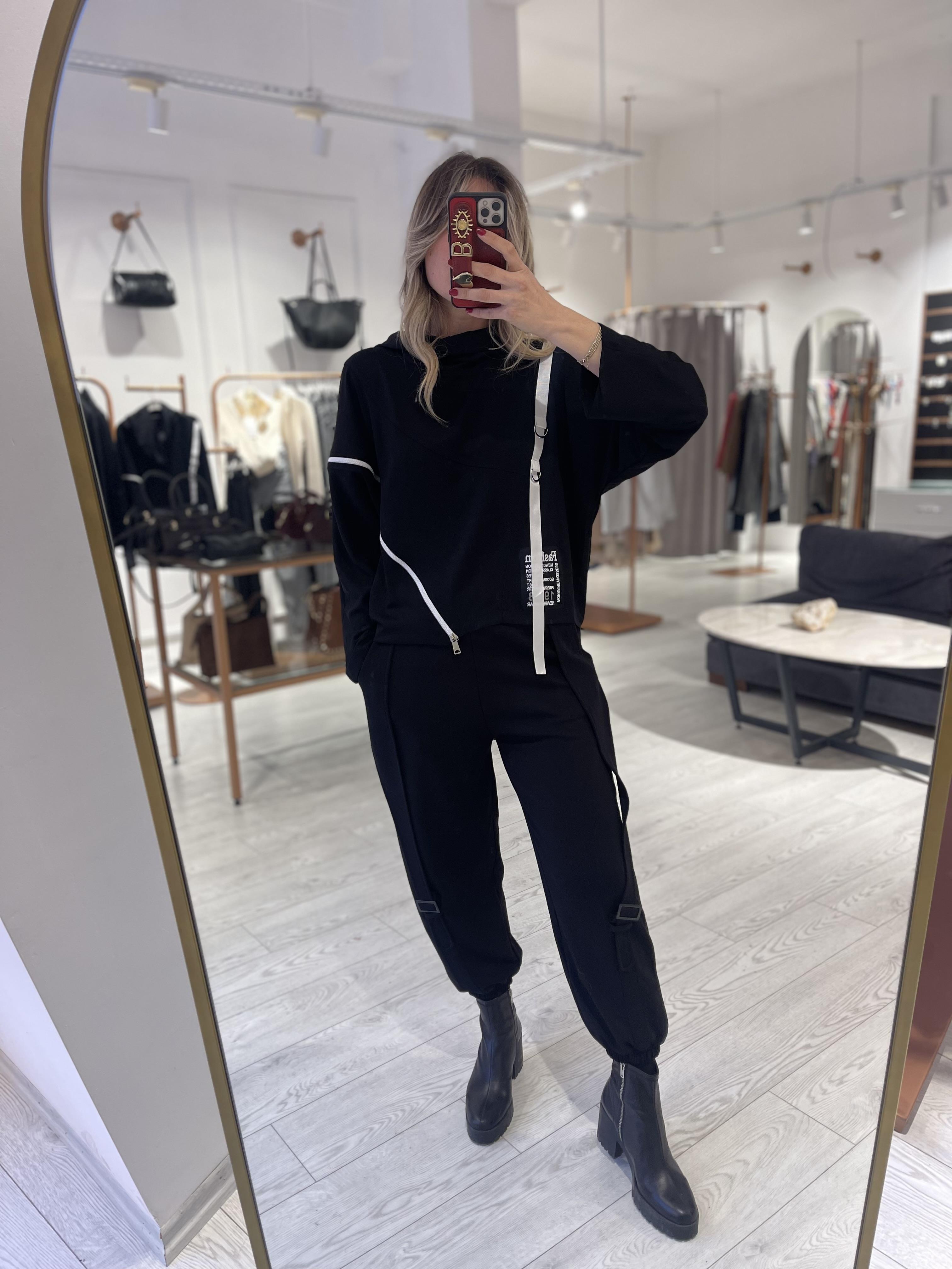 Siyah Tasarım Eşofman Altı