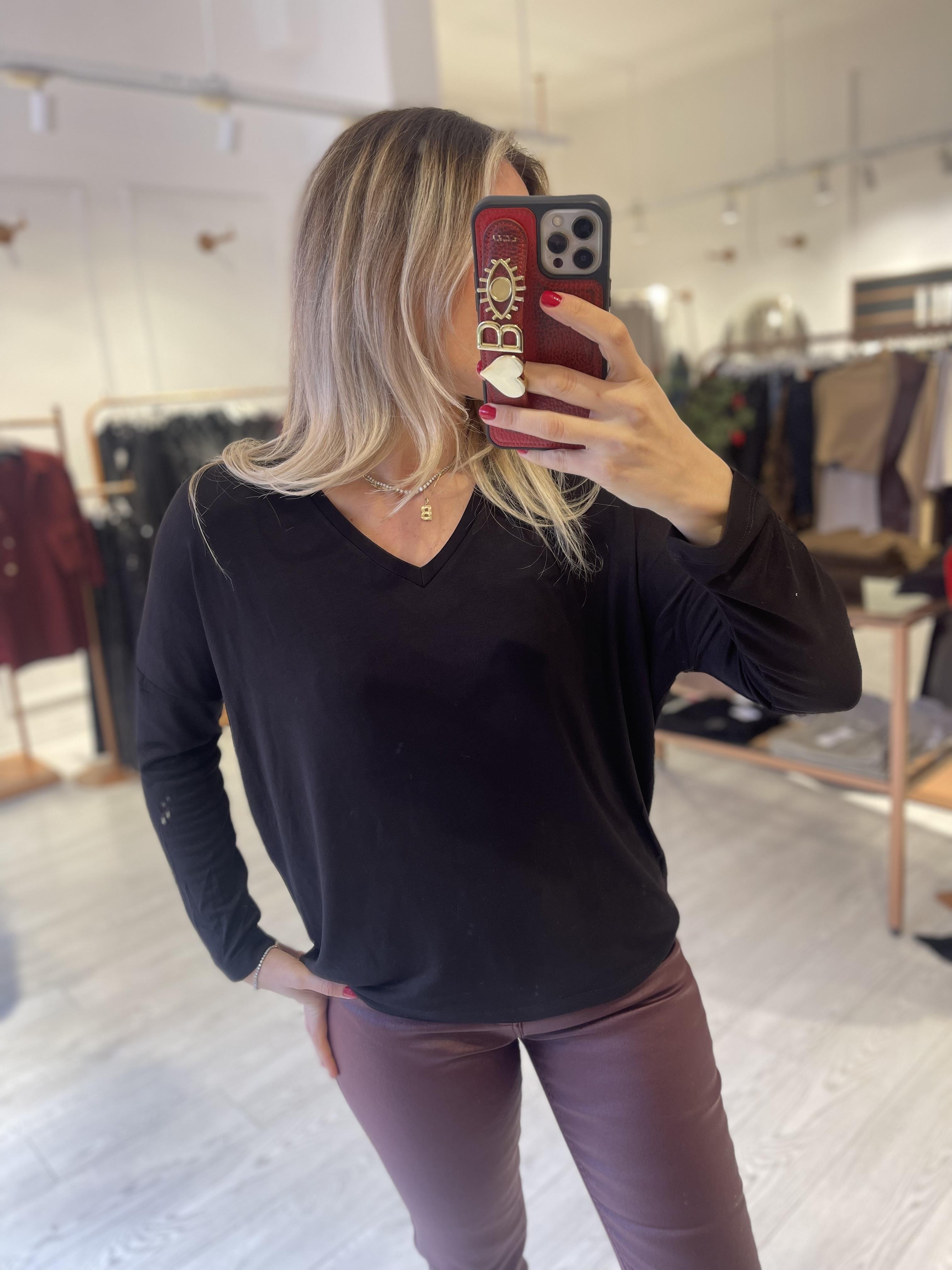 Siyah V Yaka Yumoş Triko