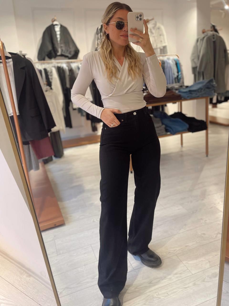 Siyah Yüksek Bel Straight Jean