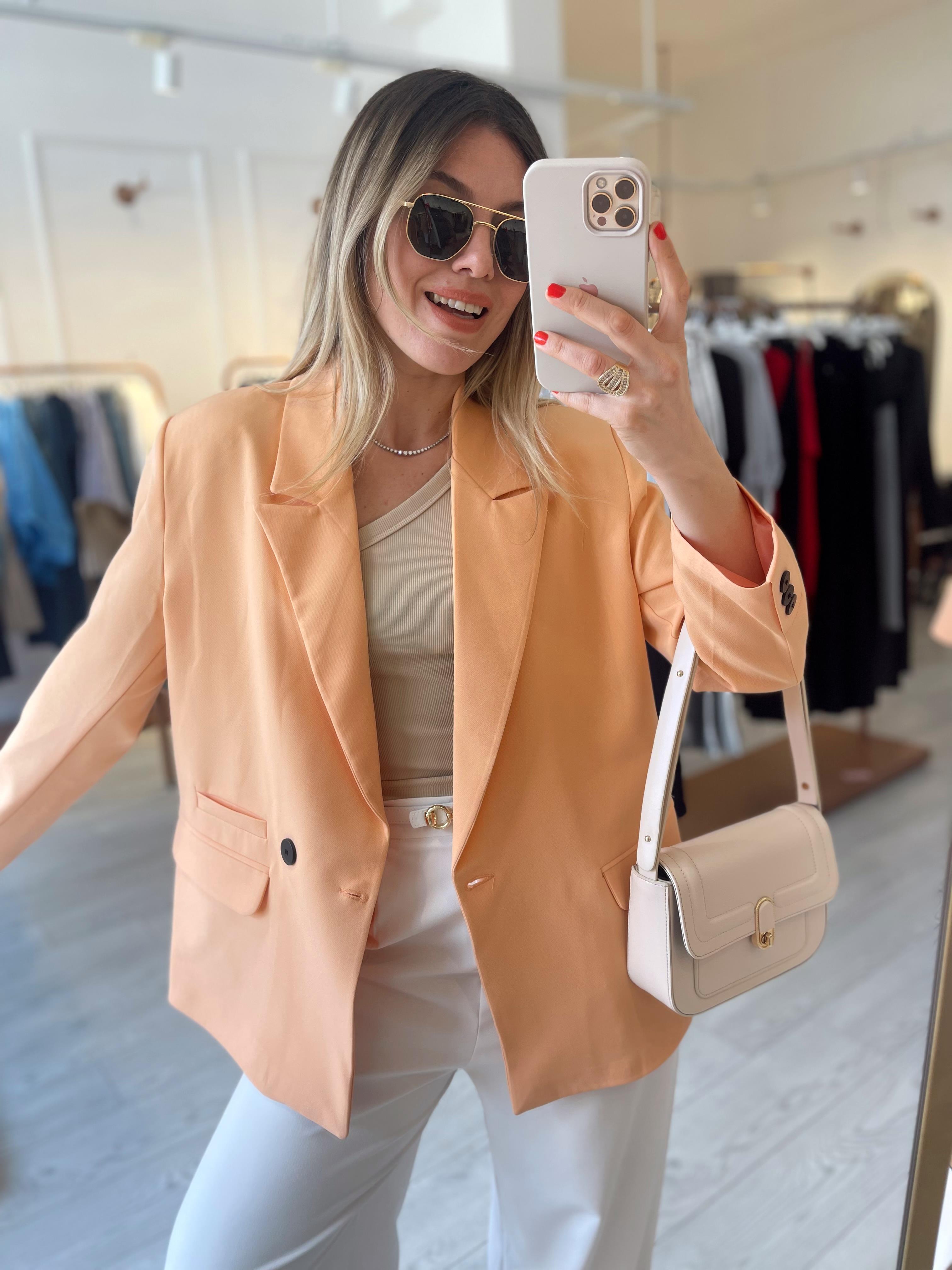 Somon Çapraz Tek Düğme Blazer