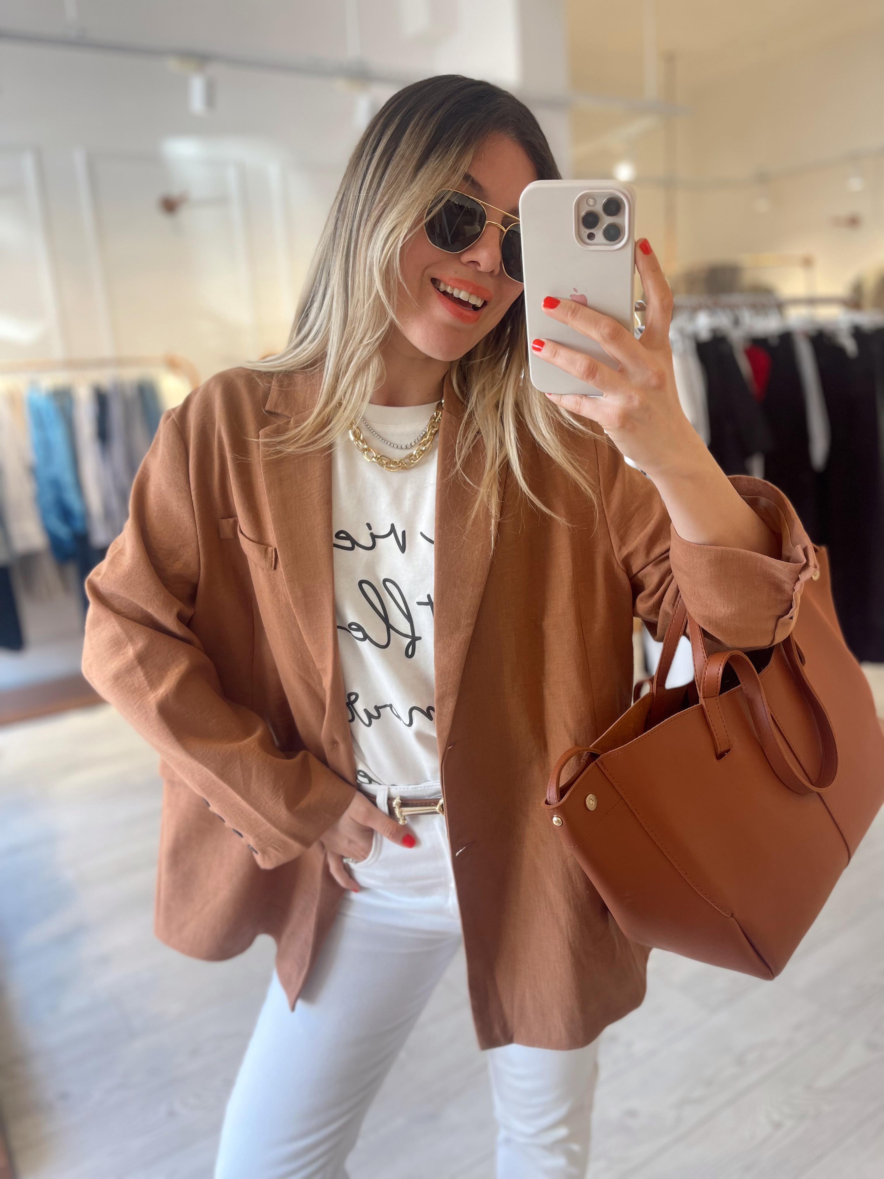 Taba Keten Oversize Blazer