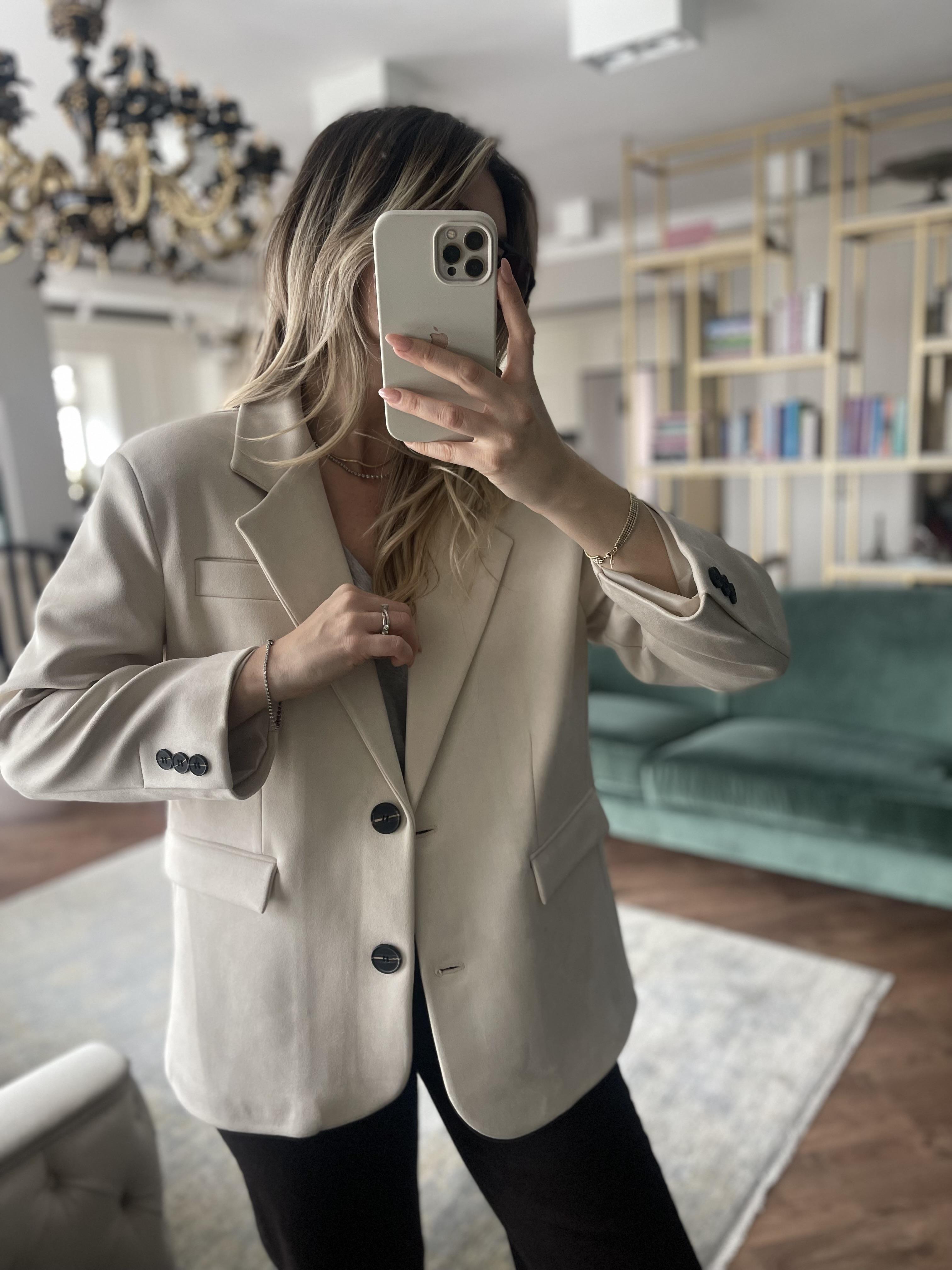 Taş Rengi Süet  Blazer