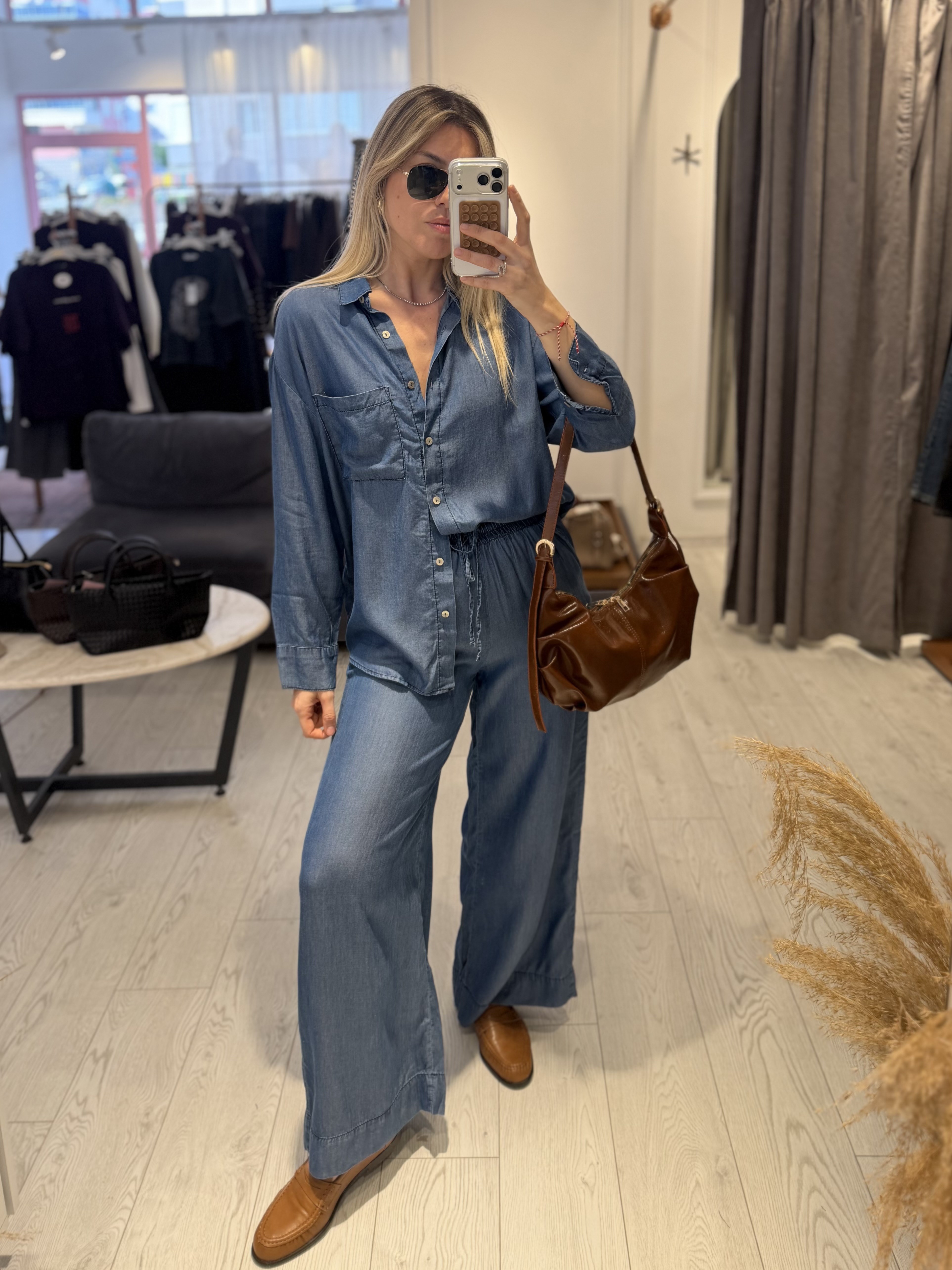 Tensel Denim Gömlek Pantolon Takım
