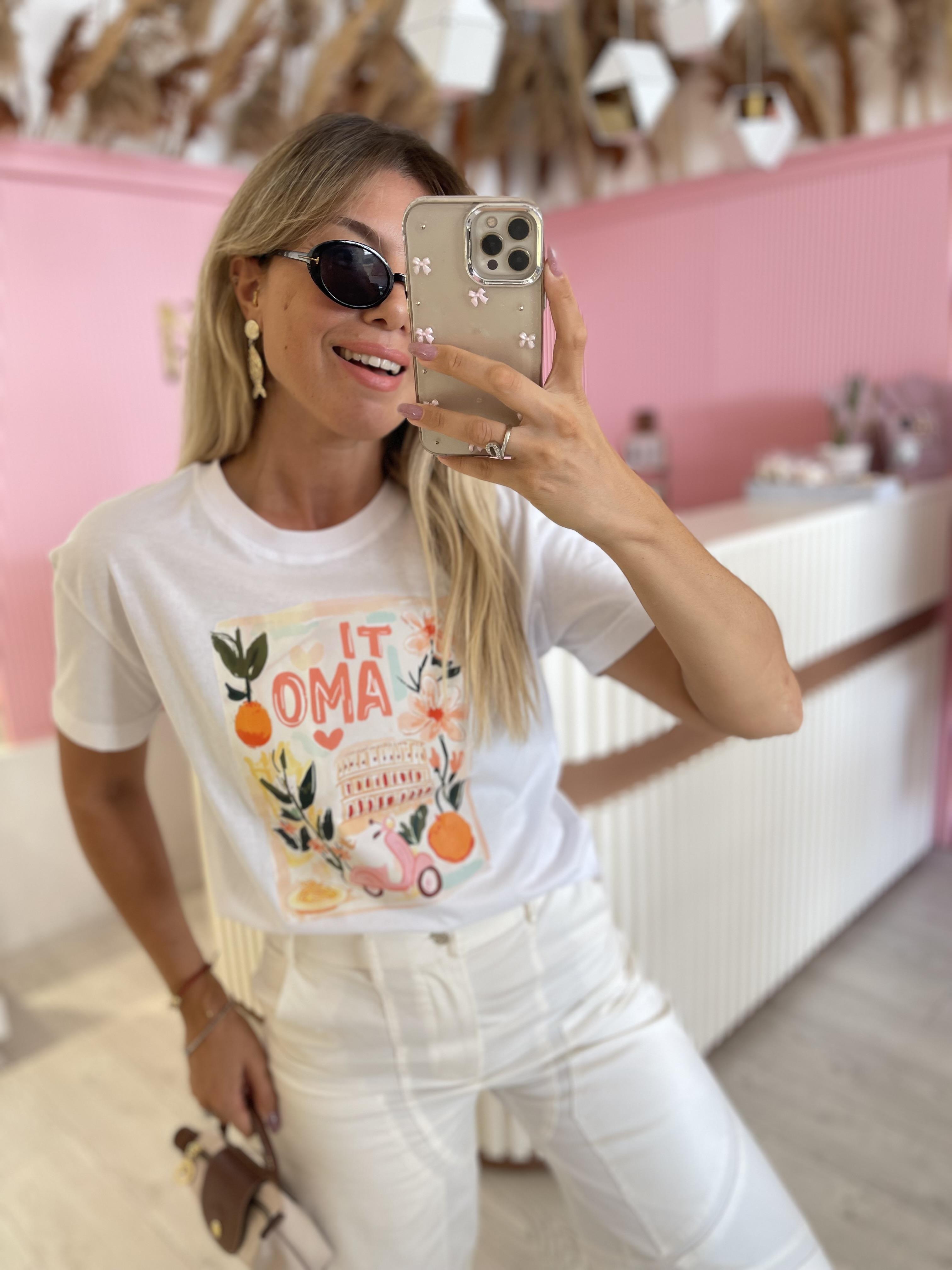 Yarım Kollu Ti Amo Desenli Tshirt 