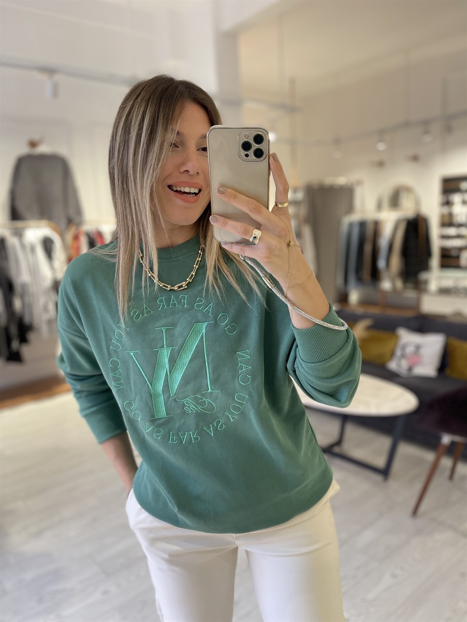 Yeşil NY Nakışlı Sweat