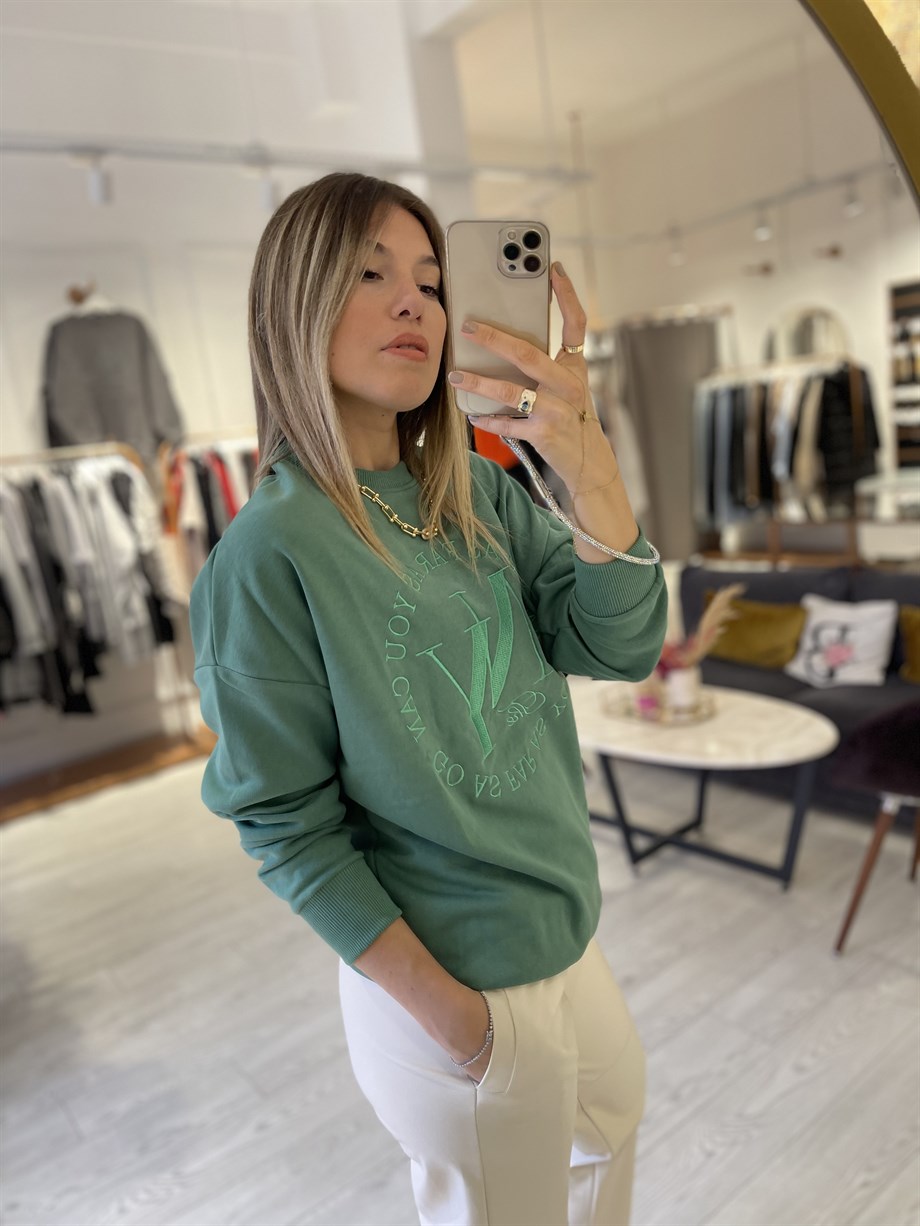 Yeşil NY Nakışlı Sweat · 2