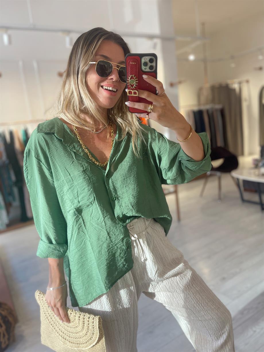 Yeşil Salaş Tensel Gömlek