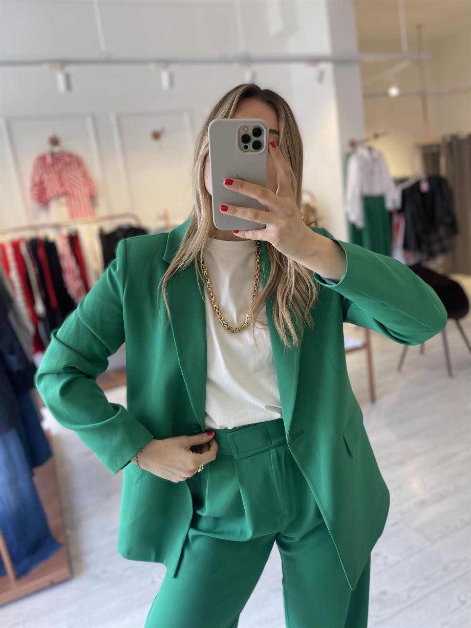 Yeşil Tek Düğme Blazer