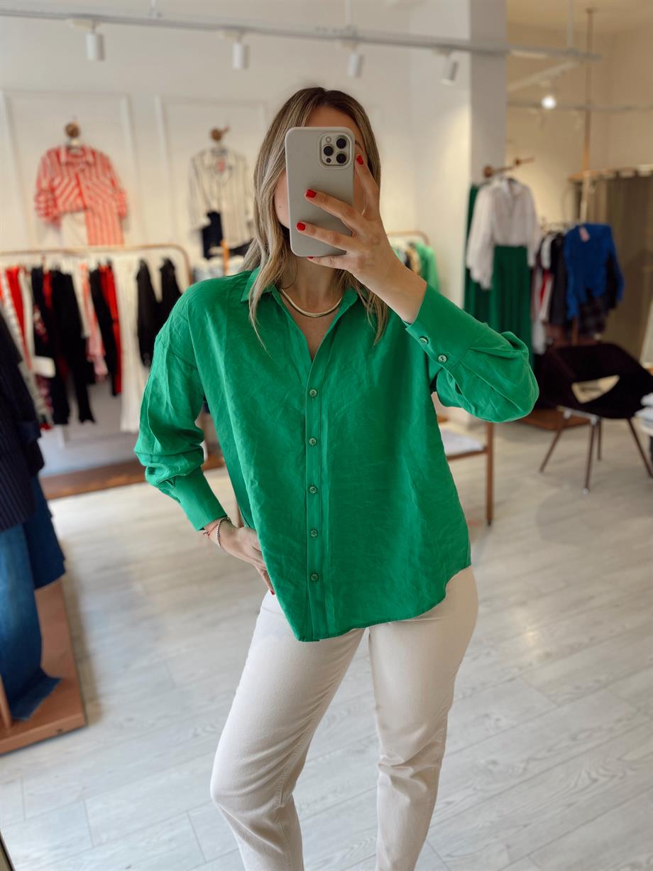 Yeşil Tensel Kumaş Gömlek
