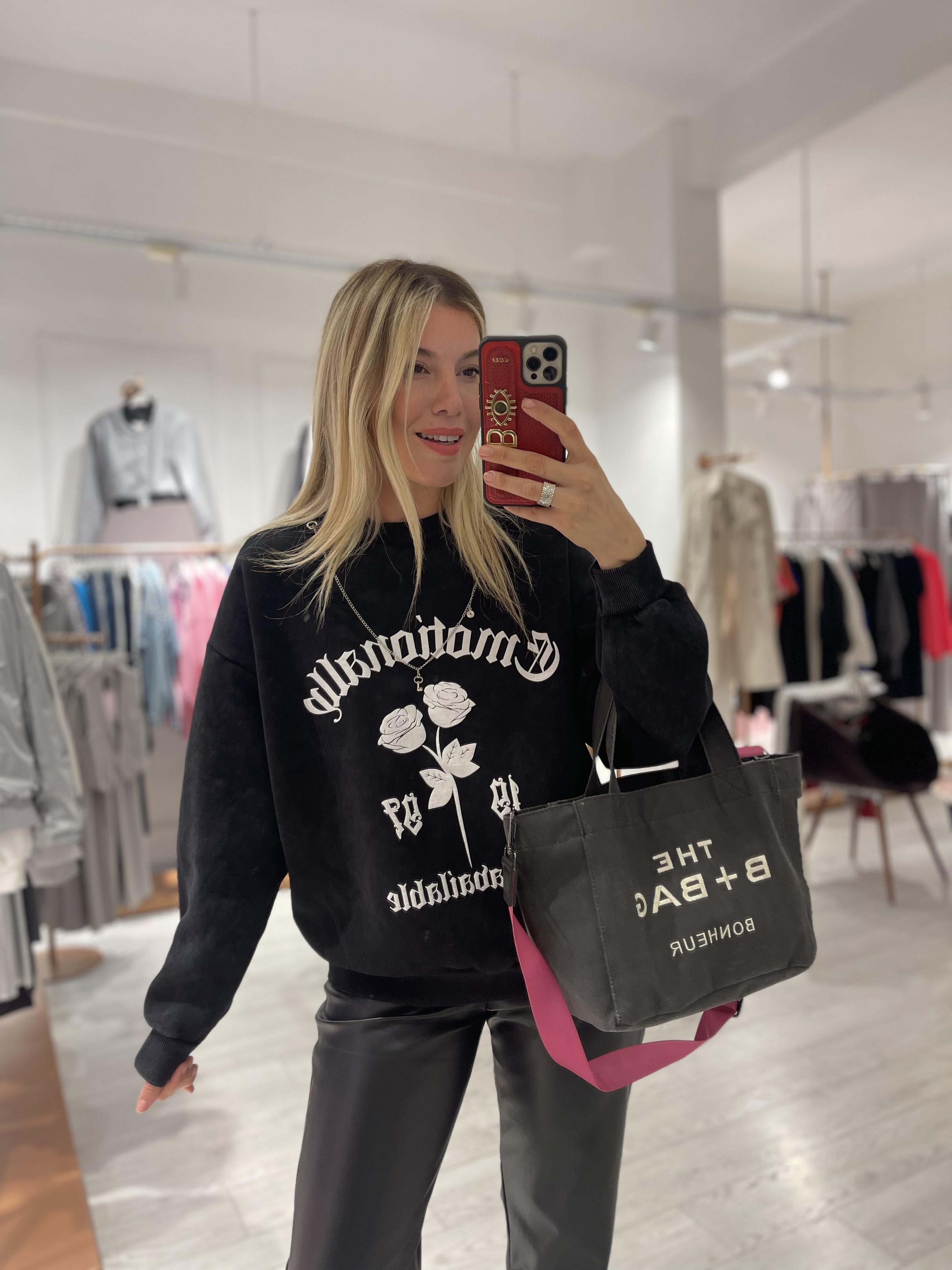 Yıkamalı Antrasit Tasarım Sweat