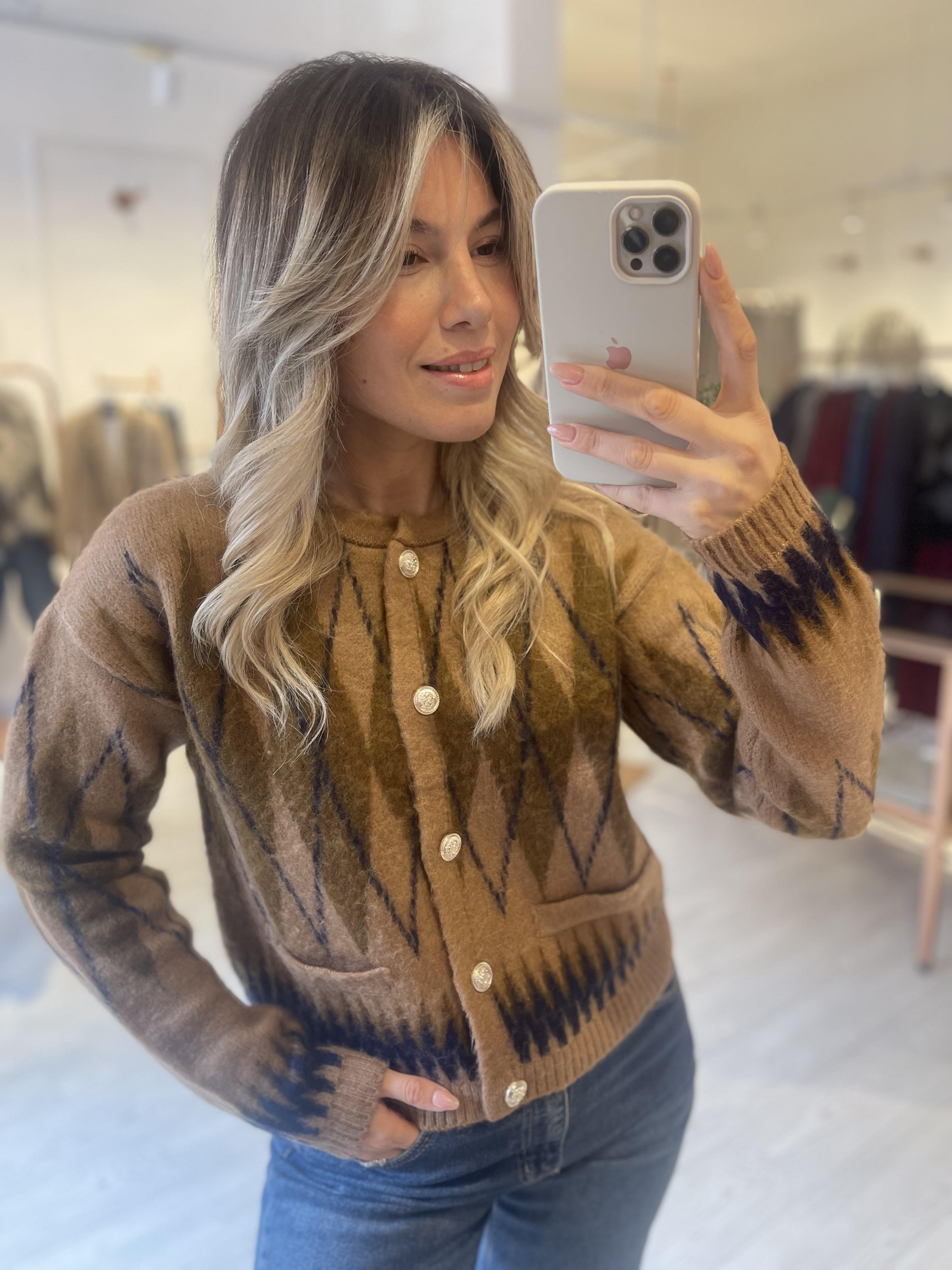 Yün Efektli Camel Renk Geçişli Hırka