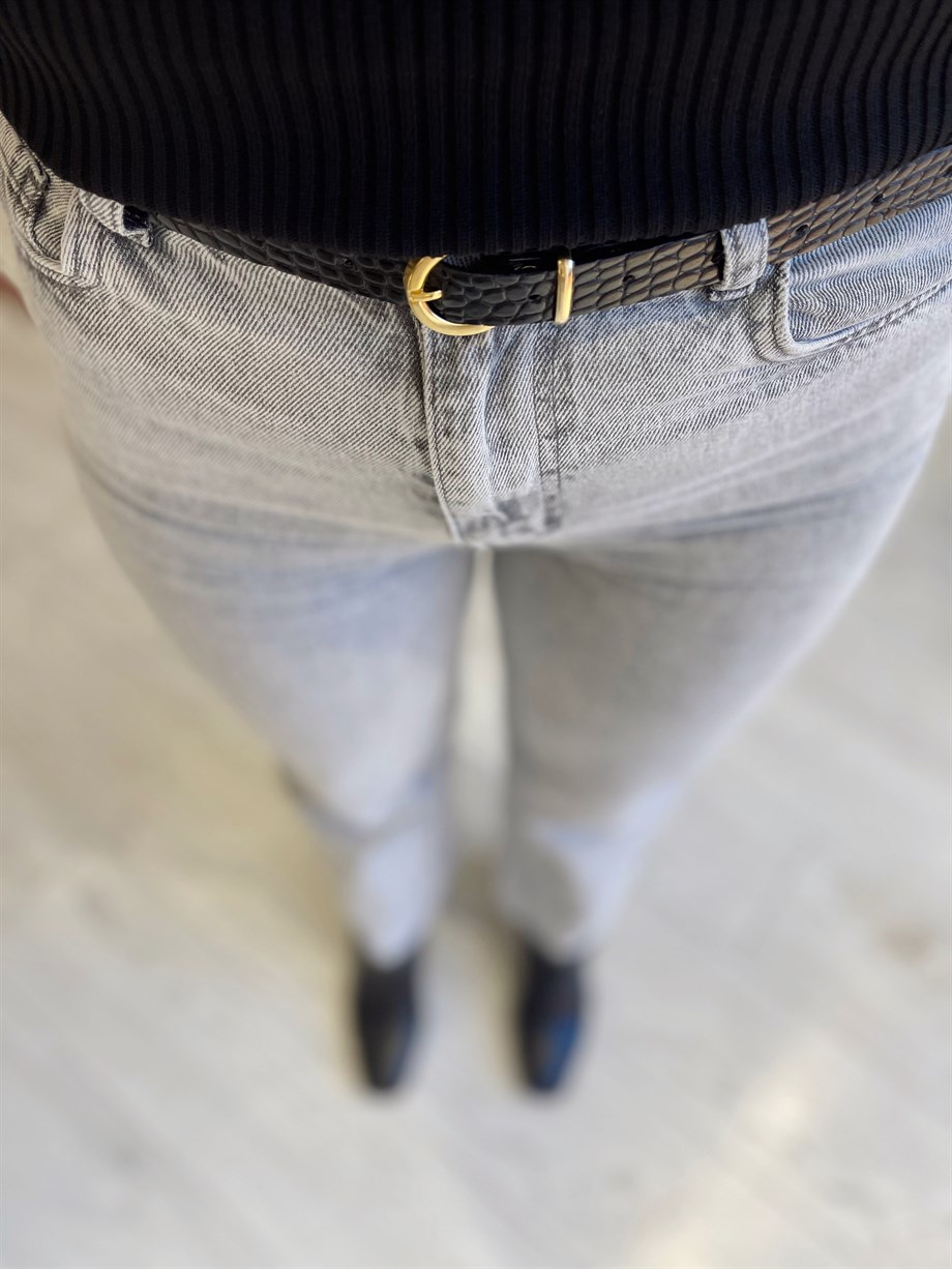 ZR Açık Gri Wide Leg Kesik Paça Jean · 4