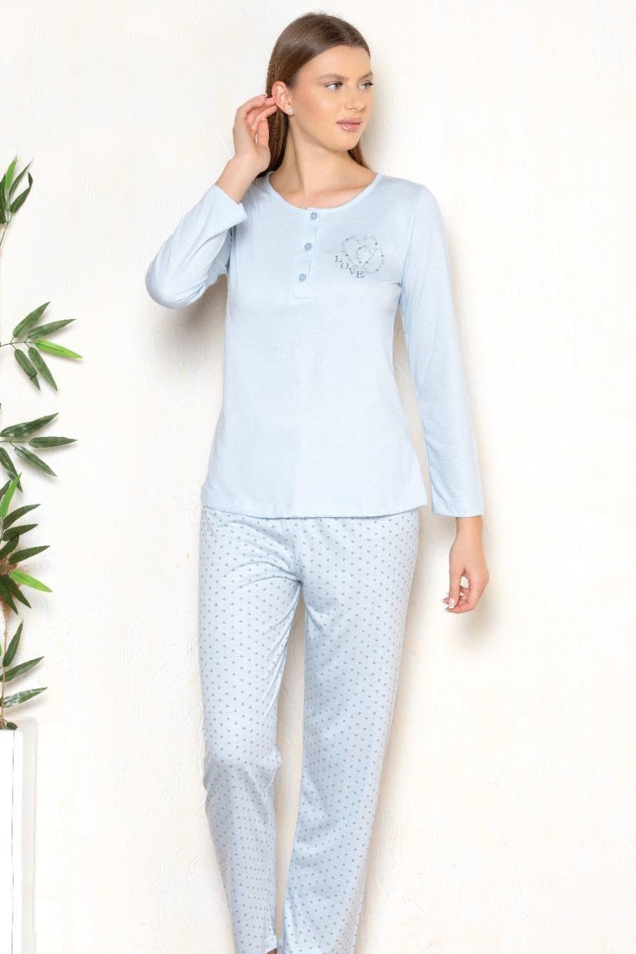 MEVSİMLİK UZUN KOL PİJAMA TAKIM VİSKON ALPERİ 790-27