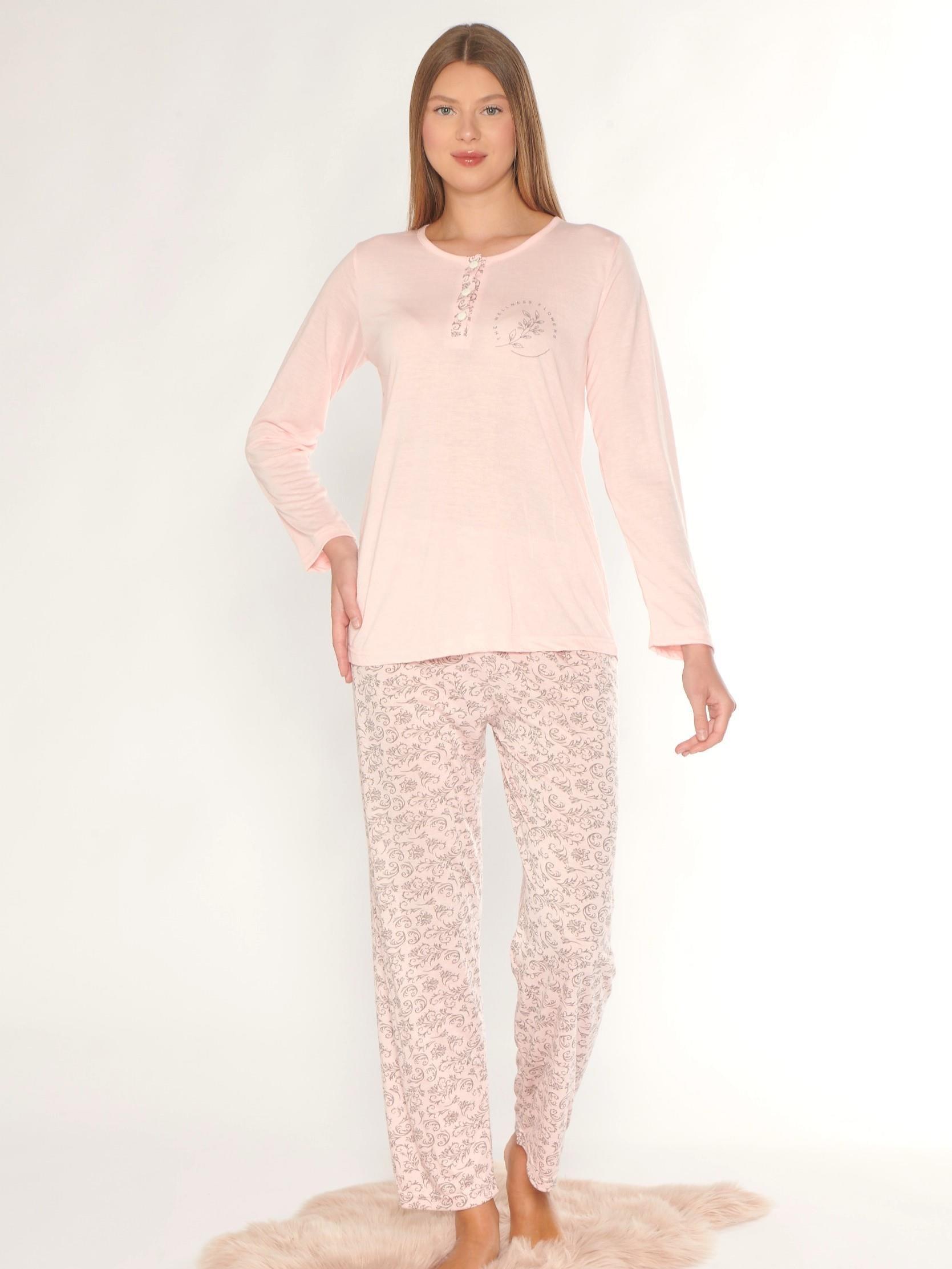 UZUN KOL PİJAMA TAKIM SADE ZARİF MEVSİMLİK VİSKON ALPERİ 790-75