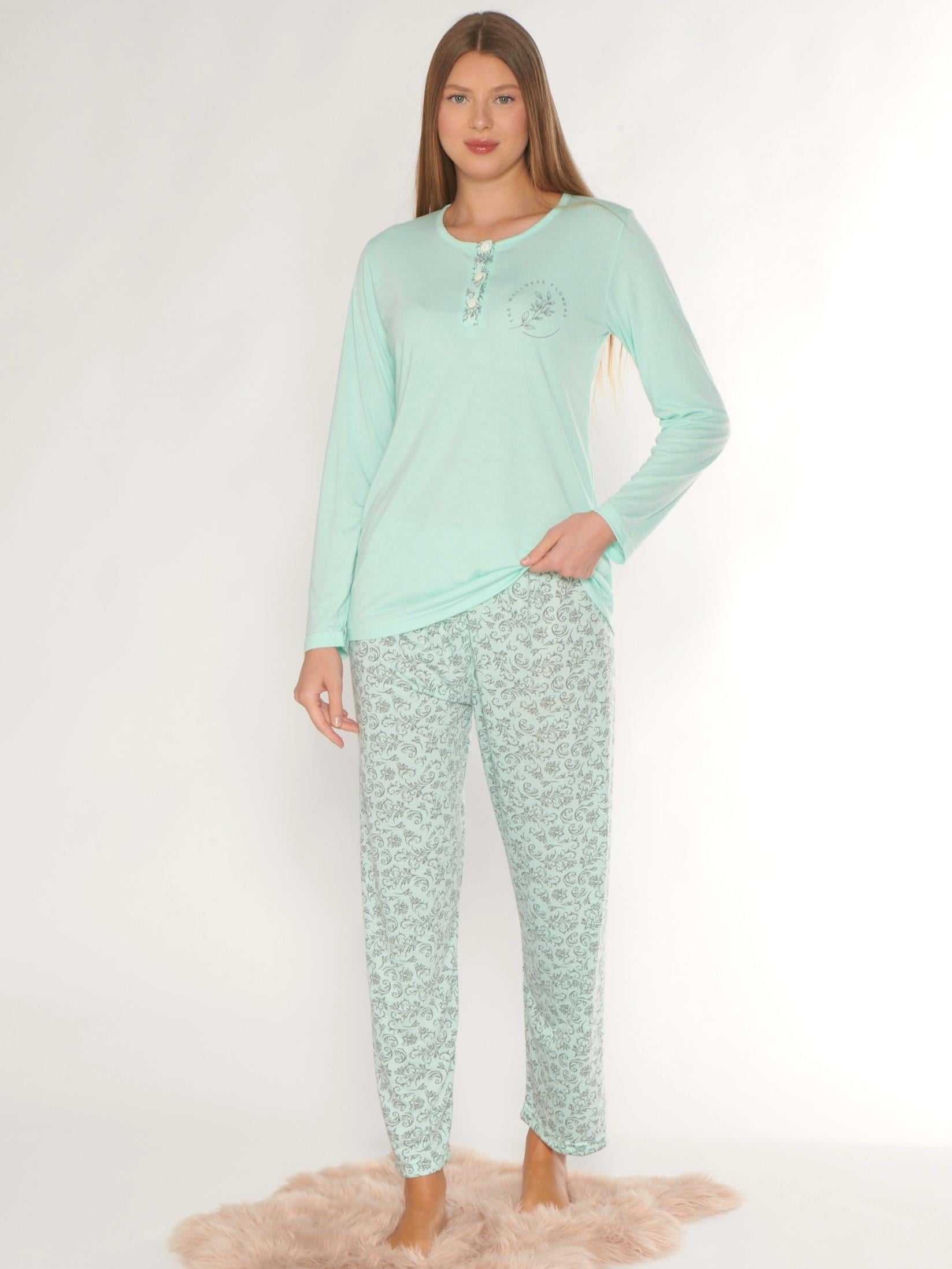 UZUN KOL PİJAMA TAKIM SADE ZARİF MEVSİMLİK VİSKON ALPERİ 790-75