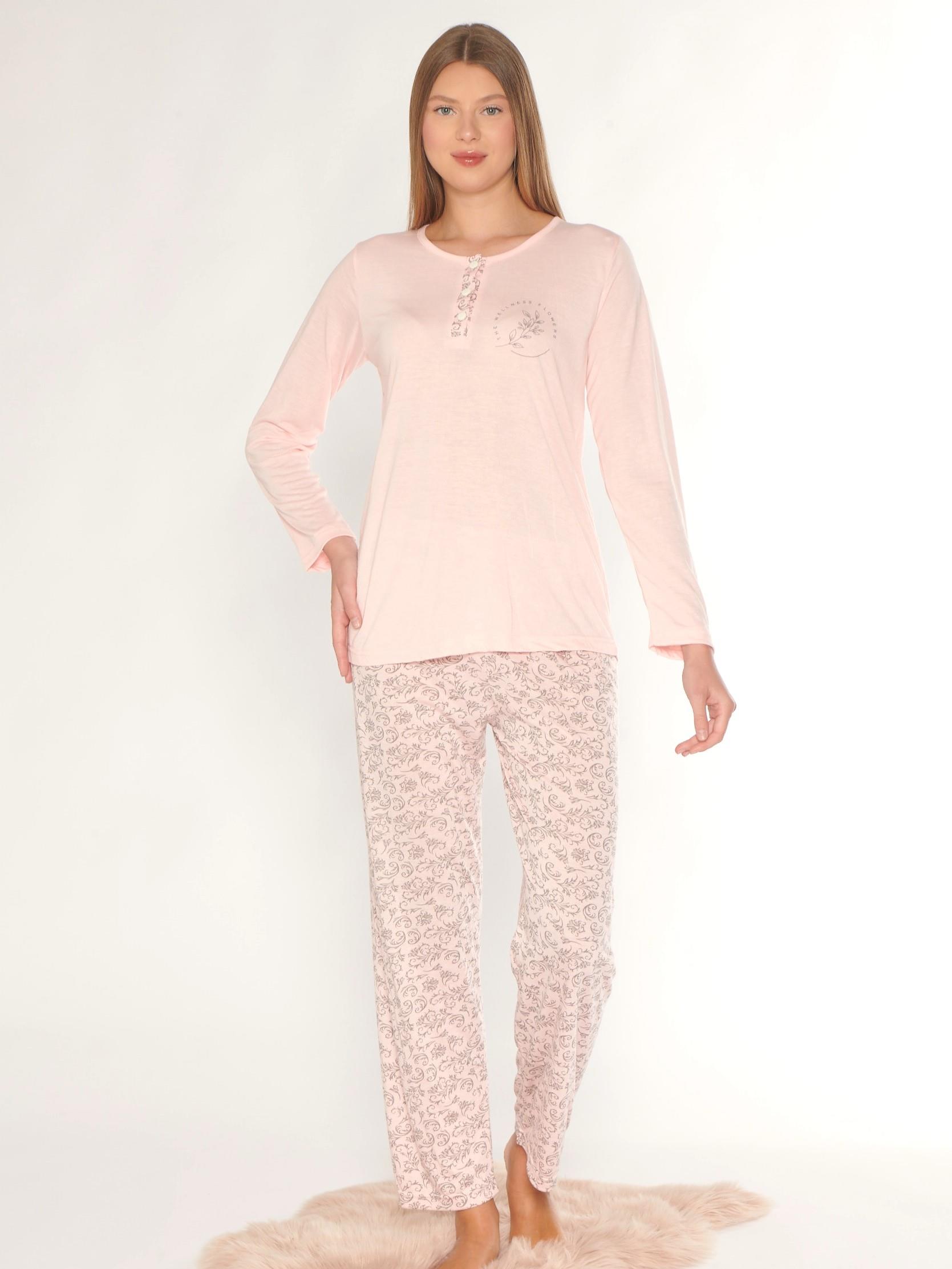 UZUN KOL PİJAMA TAKIM SADE ZARİF MEVSİMLİK VİSKON ALPERİ 790-75