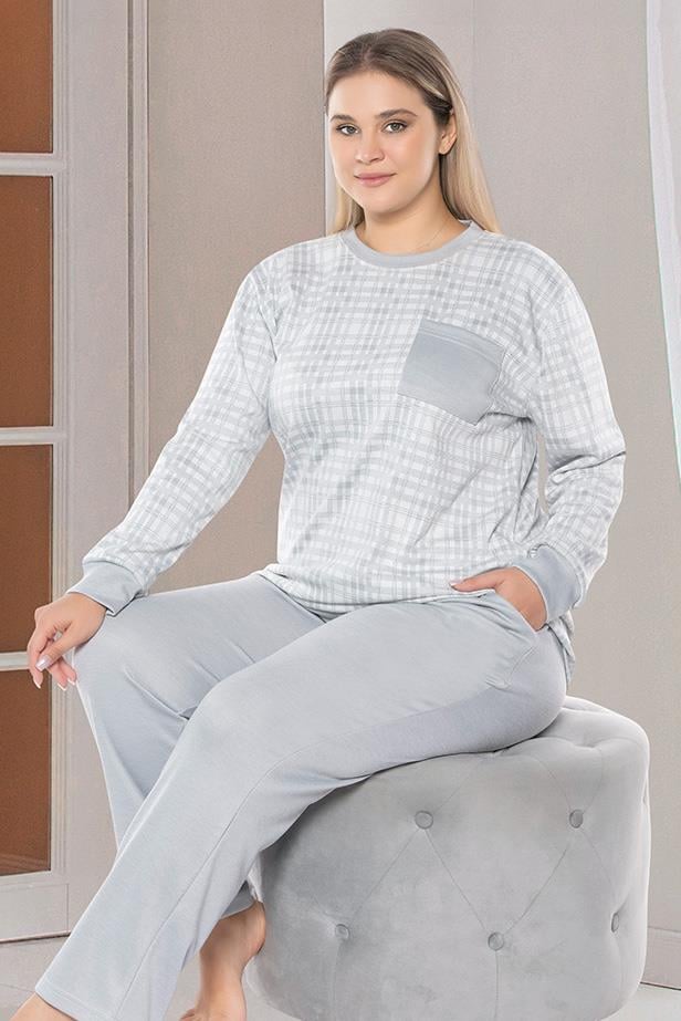BÜYÜK BEDEN BATTAL UZUN KOL PİJAMA TAKIMI DOWRY B09-165