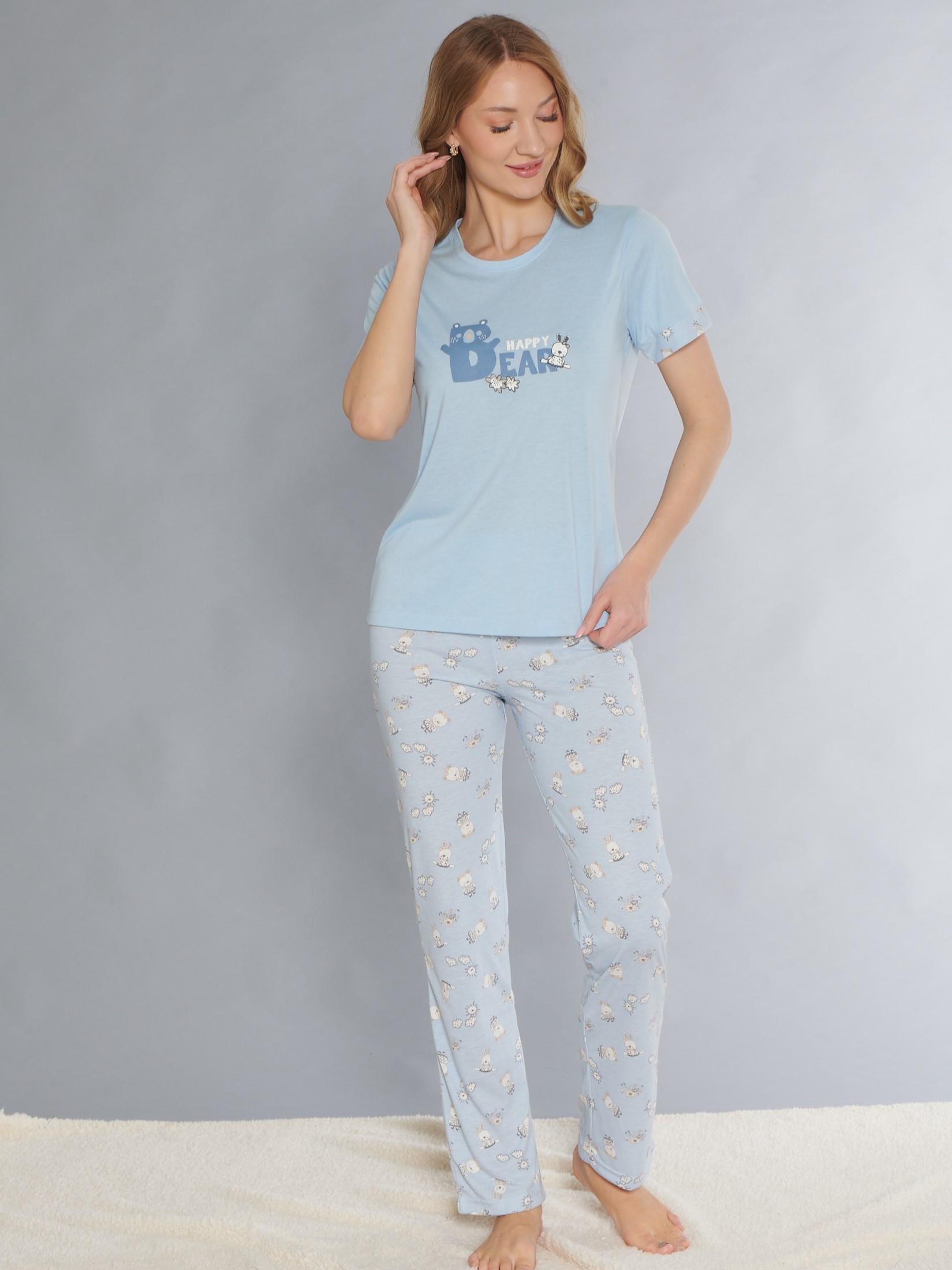 Dowry Kısa Kol Pijama Takım Sevimli Desenli Yazlık Viskon Pijama DOWRY 08-127