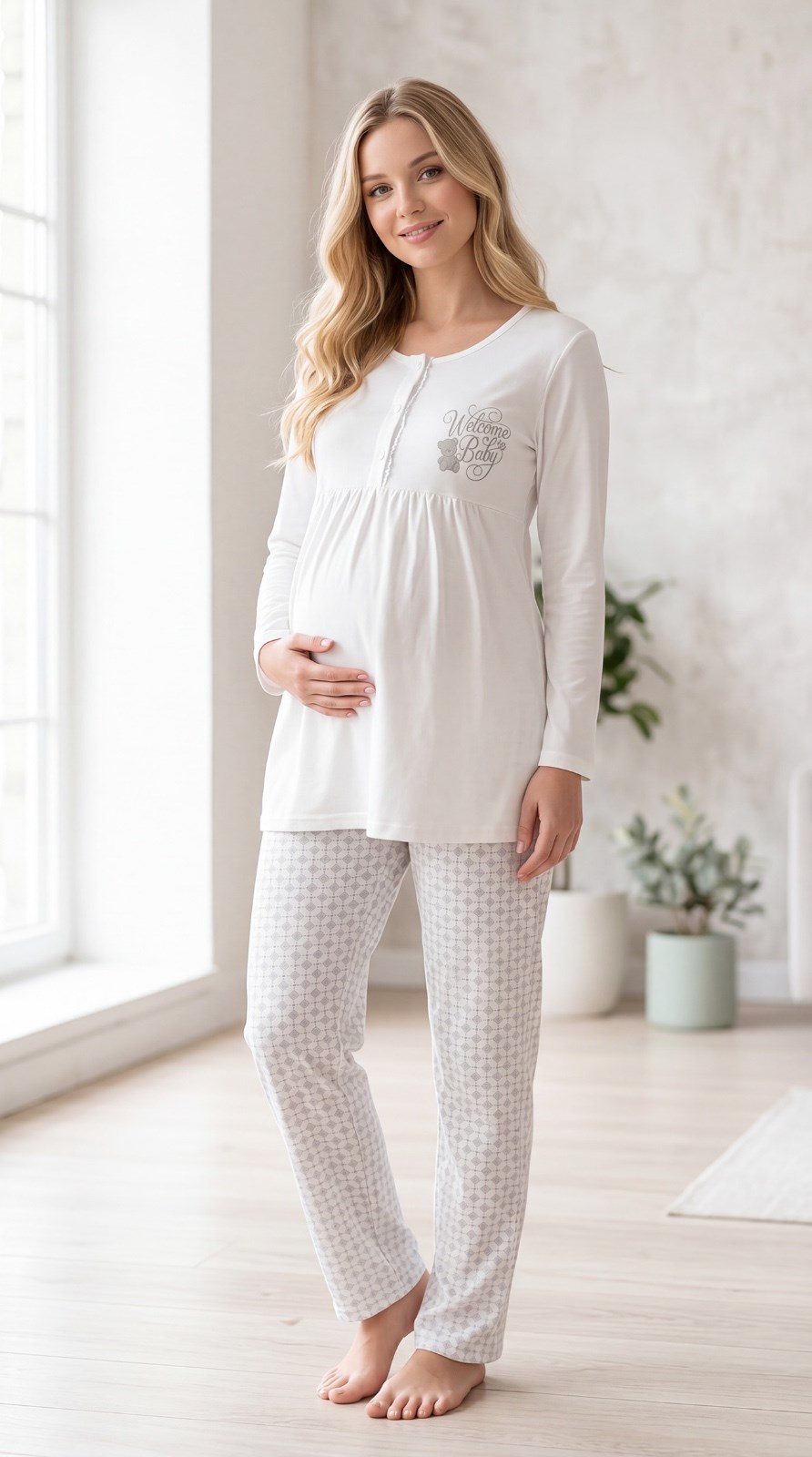 Kadın Lohusa Hamile 3lü Viskon Pijama Takımı Sabahlıklı Uzun Kollu Hastane Çıkışı M L XL XXL 31-152