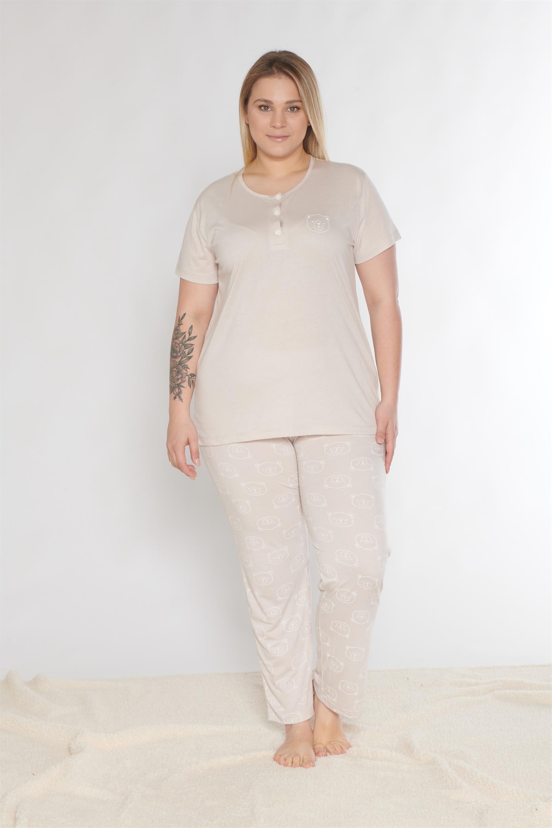 BÜYÜK BEDEN BATTAL KISA KOL PİJAMA TAKIMI ALPERİ B780-20