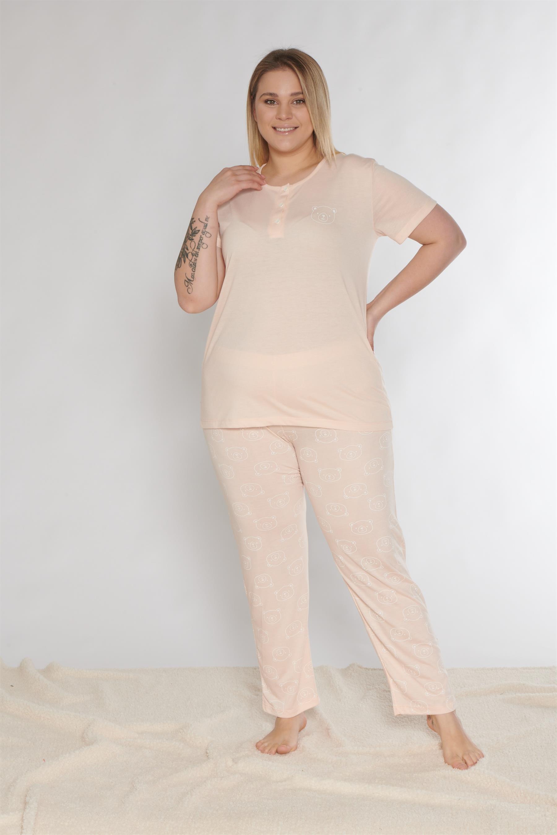 BÜYÜK BEDEN BATTAL KISA KOL PİJAMA TAKIMI ALPERİ B780-20