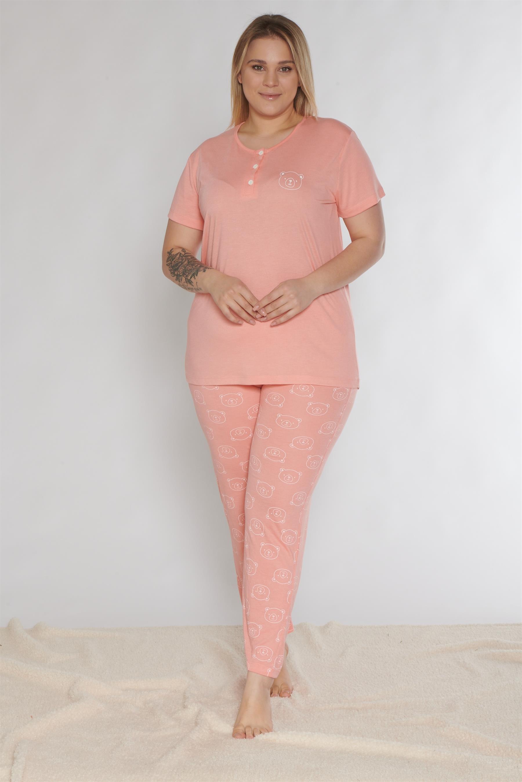 BÜYÜK BEDEN BATTAL KISA KOL PİJAMA TAKIMI ALPERİ B780-20