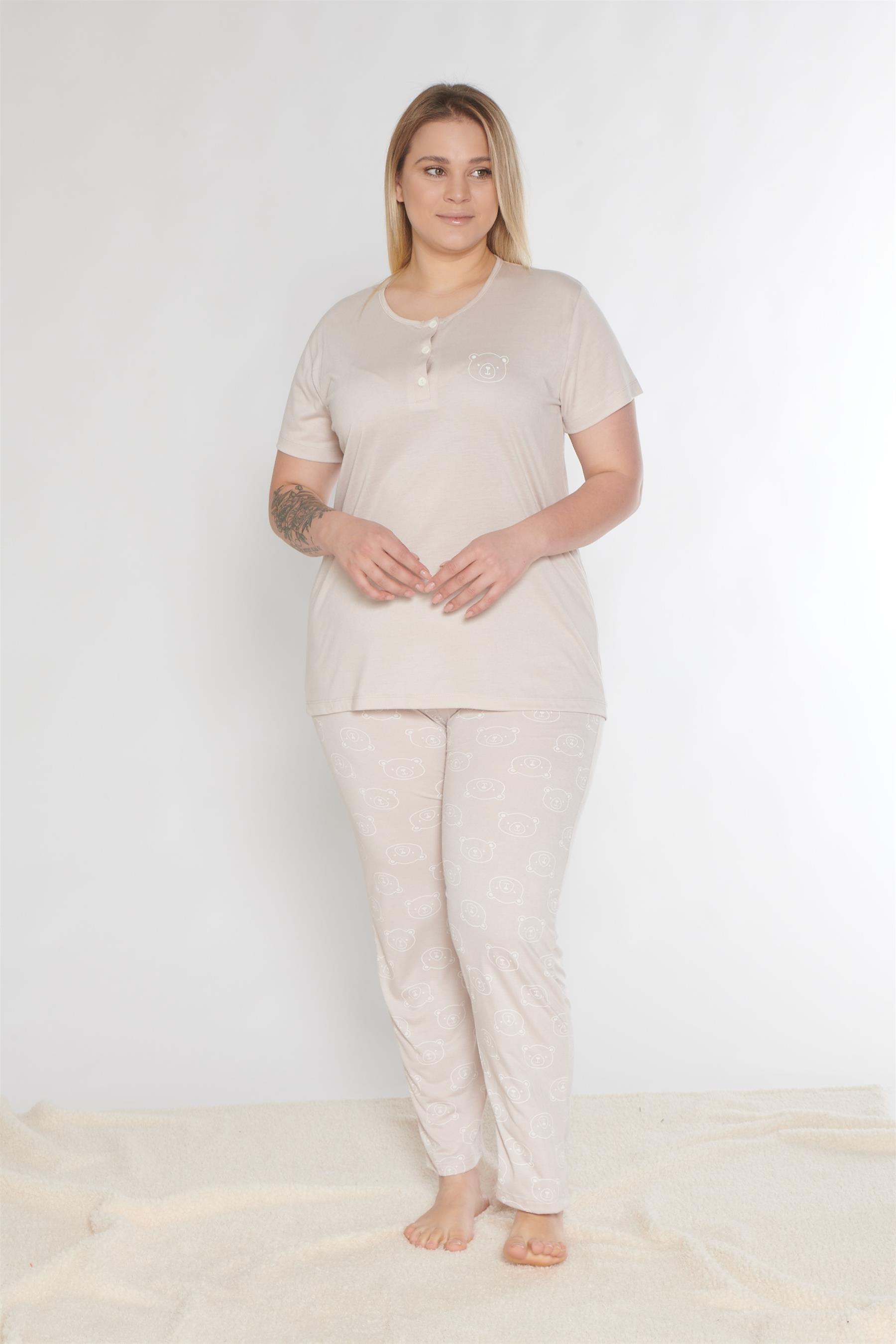 BÜYÜK BEDEN BATTAL KISA KOL PİJAMA TAKIMI ALPERİ B780-20