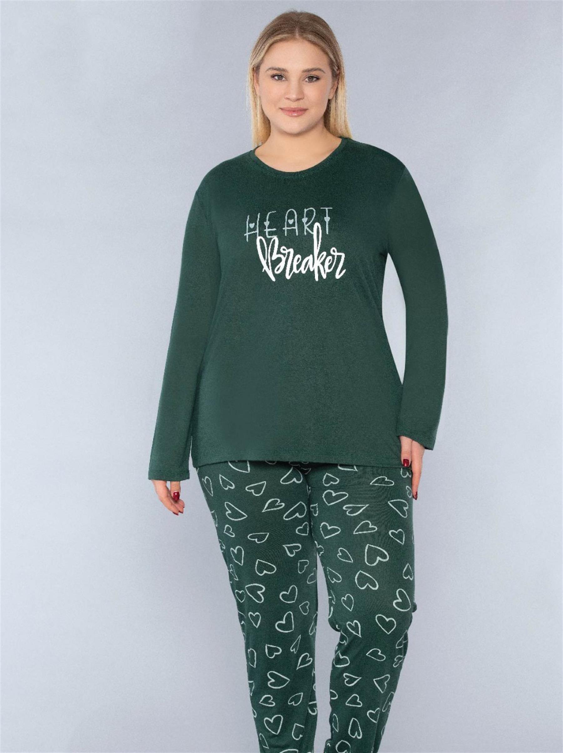 BÜYÜK BEDEN BATTAL UZUN KOL MEVSİMLİK PİJAMA TAKIMI VİSKON ALPERİ B790-26