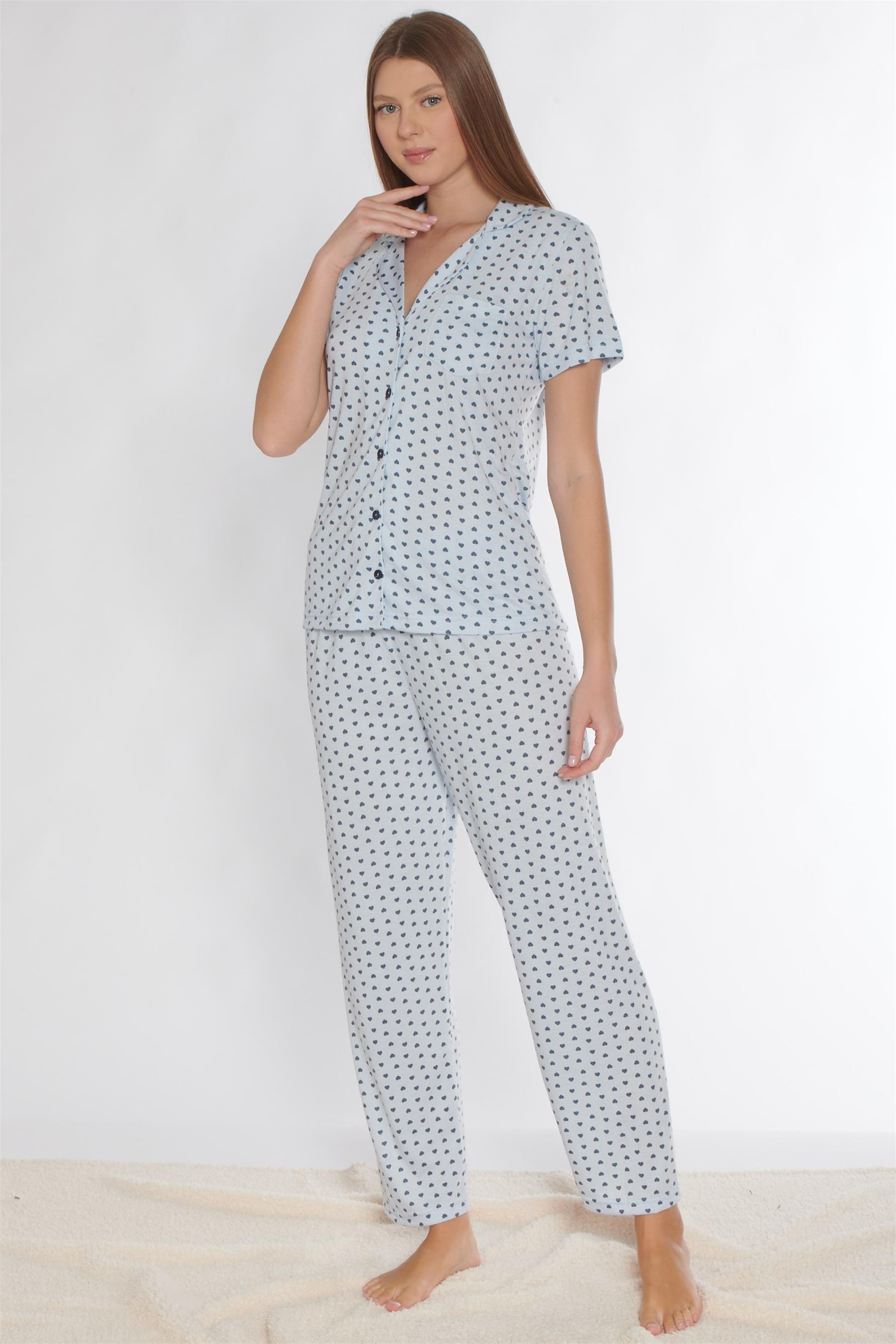 ALPERİ BOYDAN DÜĞMELİ KISA KOL PİJAMA TAKIMI 780-52