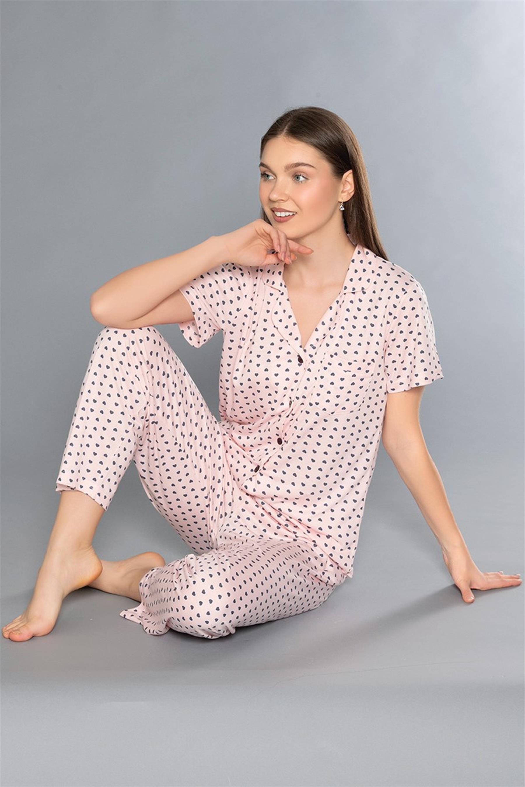 ALPERİ BOYDAN DÜĞMELİ KISA KOL PİJAMA TAKIMI 780-52