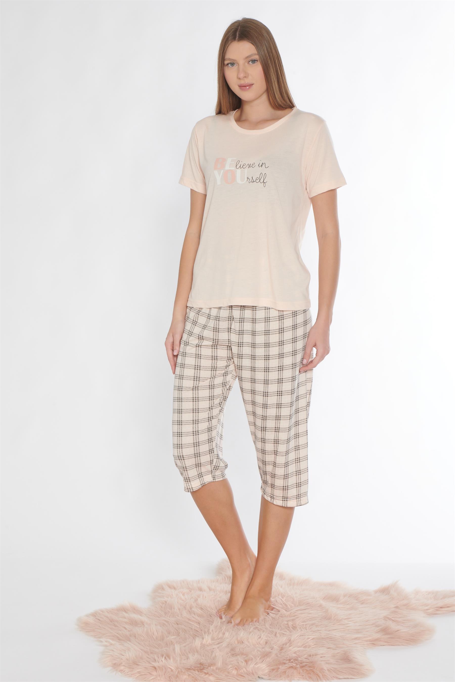 Alperi Kapri Kısa Kollu Viskon Pijama Takımı 770-03